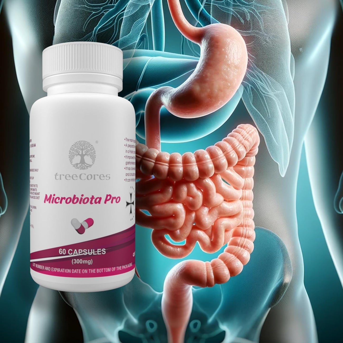 treeCores Microbiota Pro Supplement - 60 Capsules (1 Pack) for Gut Health & Digestive Support
