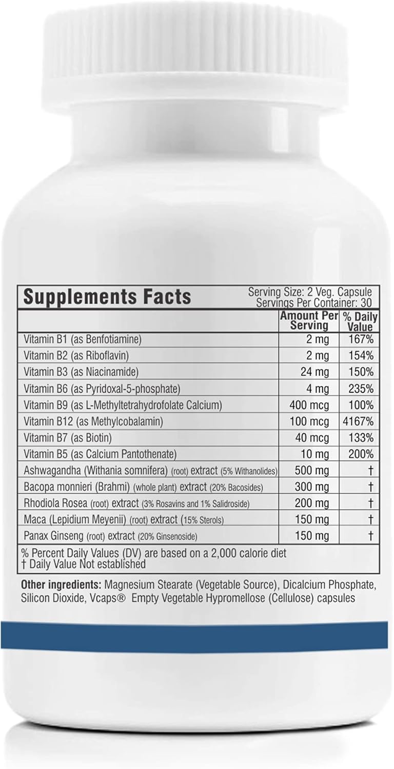 Trexgenics Advanced Stress Relief with 5 Adaptogens & B-Complex - 60 Veg Capsules