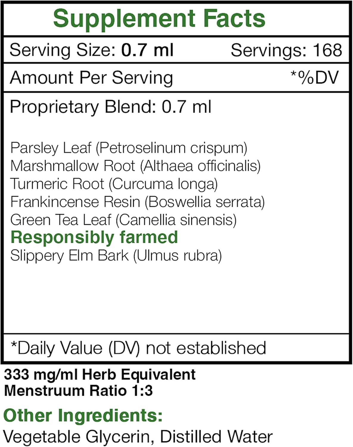 Tribal Crohn's Herbal Glycerite Tincture with Slippery Elm, Marshmallow, Turmeric - Gut and Bowel Formula (8 FL OZ)