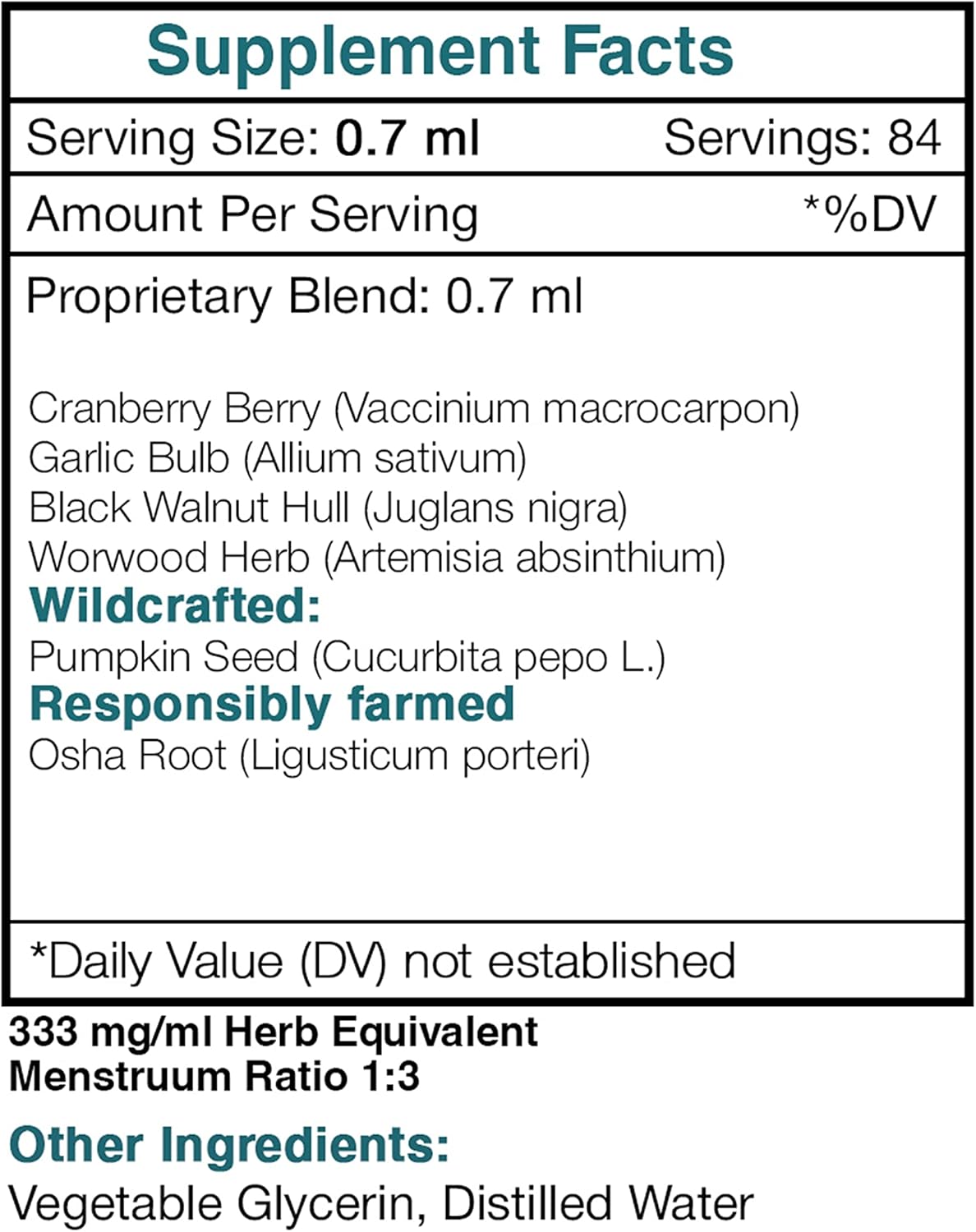 Tribal Parasite Alcohol-Free Herbal Extract Drops with Cranberry, Garlic, Black Walnut 2 oz