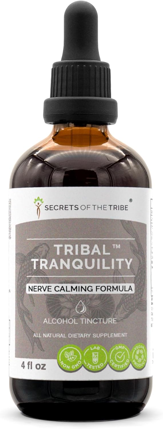 Tribal Tranquility Herbal Supplement Blend - Nerve Calming Liquid Extract (4 fl oz) by Secrets of the Tribe