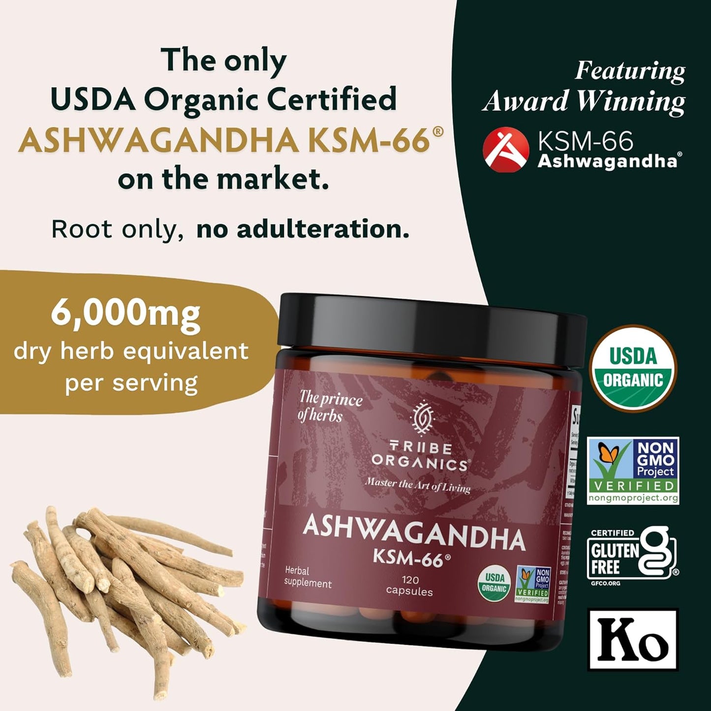 TRIBE ORGANICS Balance Bundle - 120ct KSM-66 Ashwagandha + 120ct Turmeric Curcumin C3 Complex