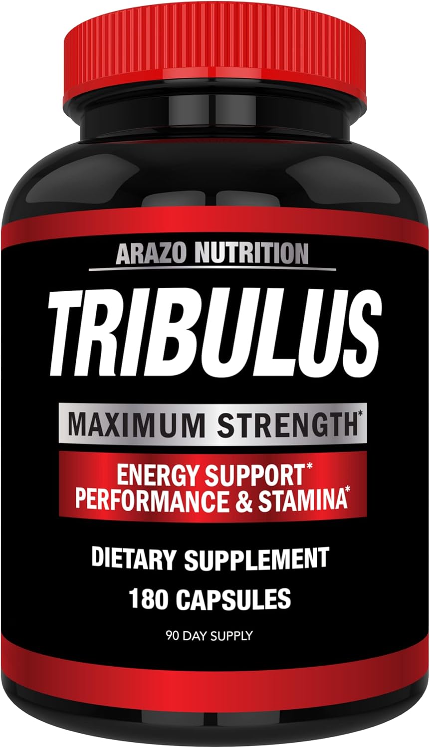 Tribulus Terrestris 1500mg Extract Powder Capsules - Natural Energy Booster and Estrogen Blocker by Arazo Nutrition
