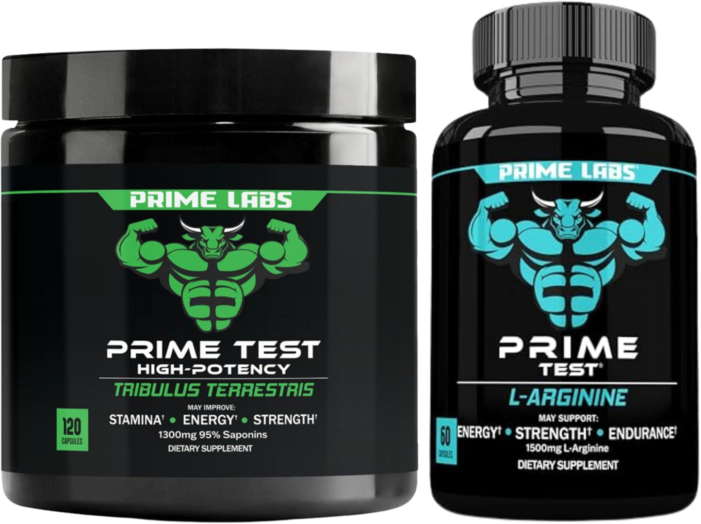 Tribulus Terrestris and L Arginine Nitric Oxide Combo Pack (180 ct) by Prime Labs
