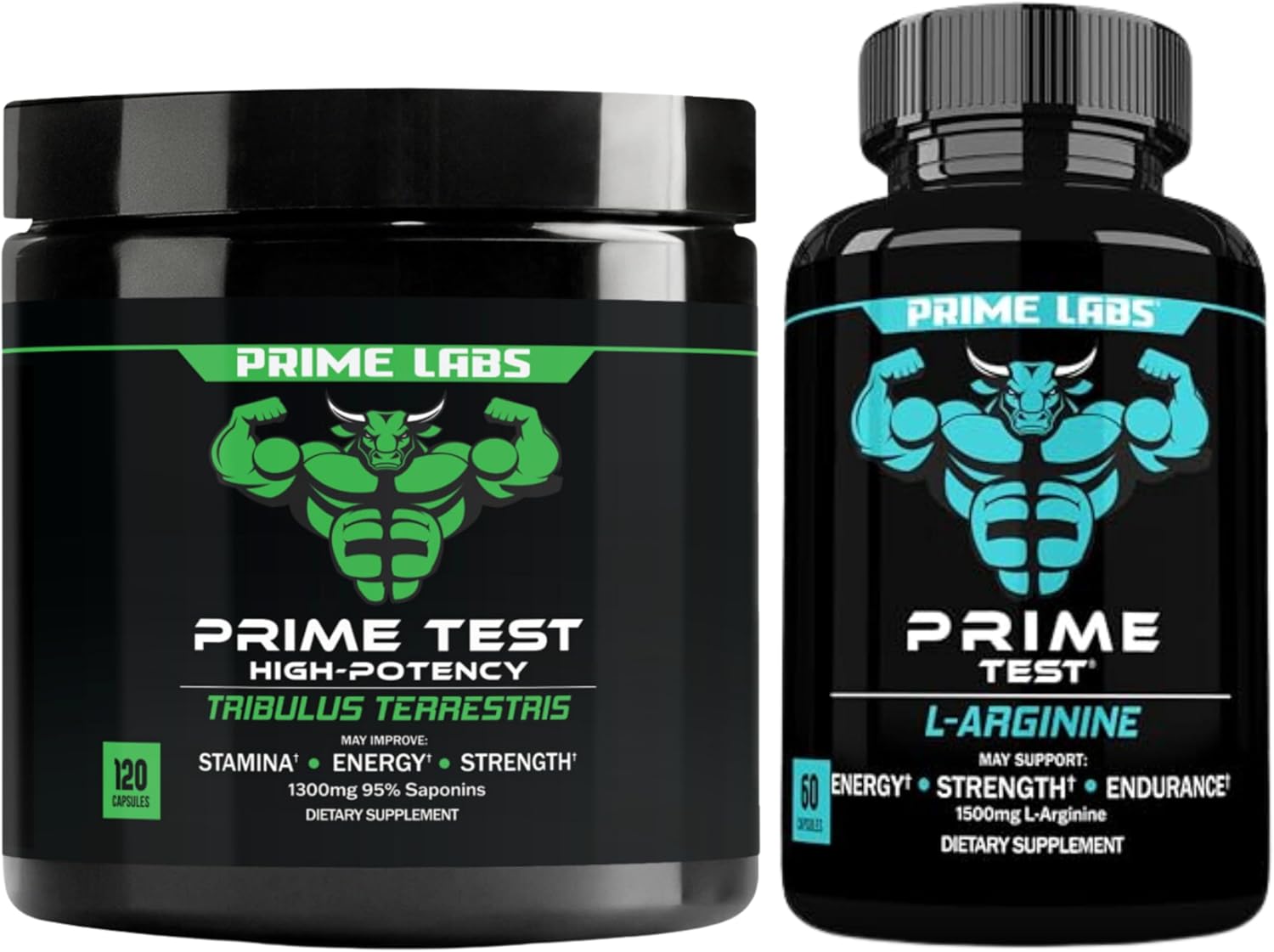Tribulus Terrestris and L Arginine Nitric Oxide Combo Pack (180 ct) by Prime Labs
