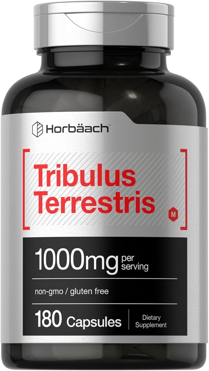 Tribulus Terrestris Extract Supplement for Men - 1000mg, 180 Capsules - Non-GMO & Gluten Free