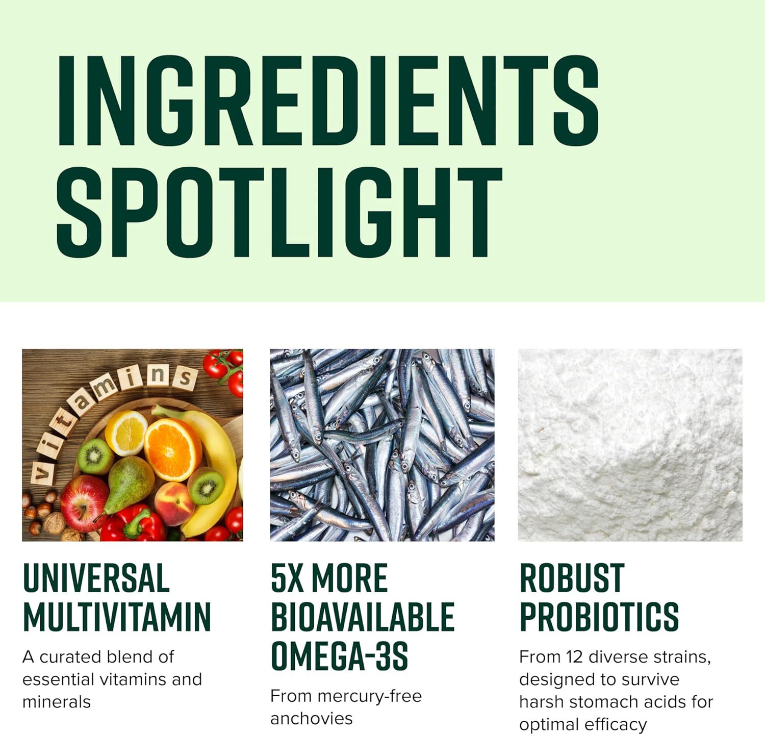 Trilogy Probiotic Multivitamin: Omega-3, Vitamins A, B12, C, D3, E, Selenium, Magnesium, Zinc - 30 Servings