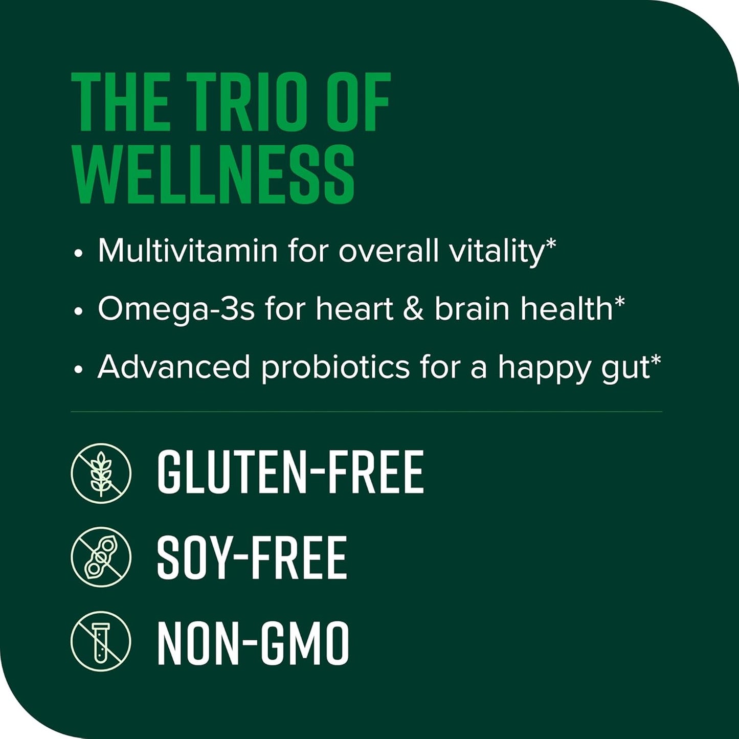 Trilogy Probiotic Multivitamin: Omega-3, Vitamins A, B12, C, D3, E, Selenium, Magnesium, Zinc - 30 Servings