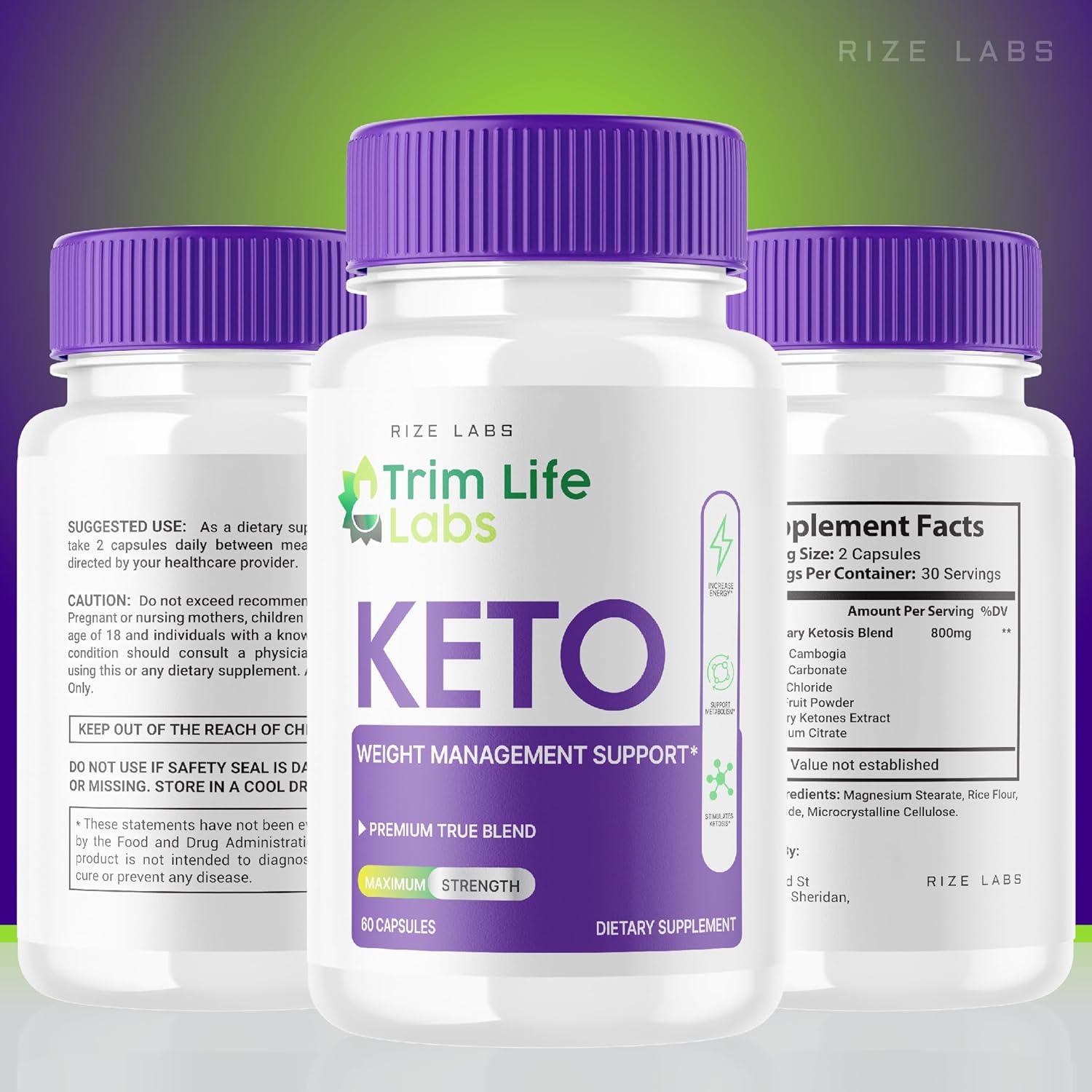Trim Life Labs Keto Capsules - Maximum Strength Weight Loss Pills with Keto+ACV Formula (60 Capsules)