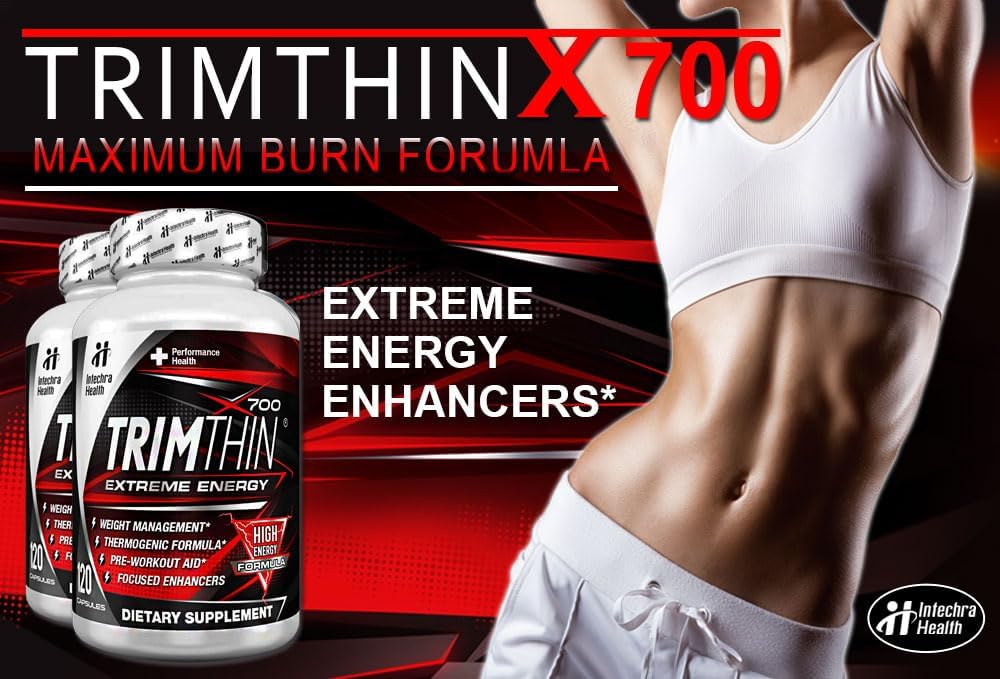 TrimThin® X700 Thermogenic Diet Pills - Maximum Energy Boost - Made in USA - 120 Capsules