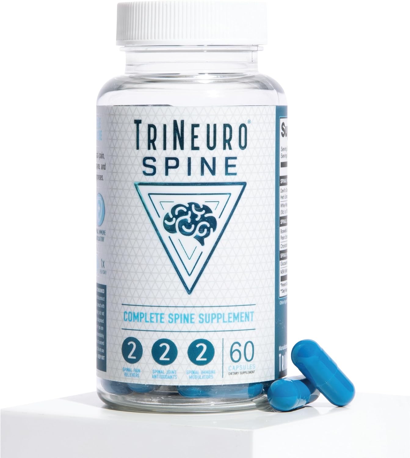 TriNeuro Complete Spine Supplement with Chondroitin & Glucosamine - Promotes Joint Repair, Reduces Pain, Boosts Immunity - 60ct Bottle