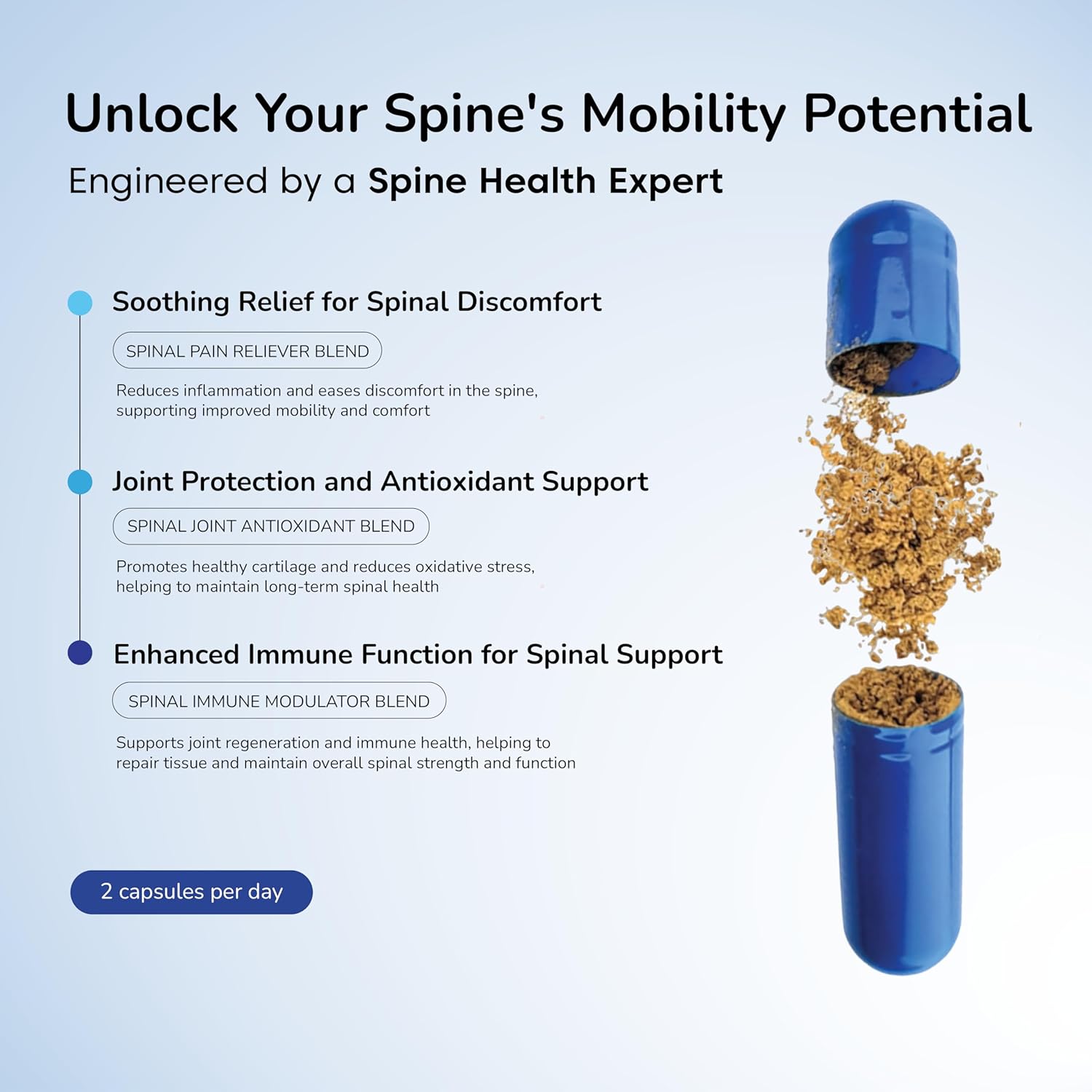 TriNeuro Complete Spine Supplement with Chondroitin & Glucosamine - Promotes Joint Repair, Reduces Pain, Boosts Immunity - 60ct Bottle