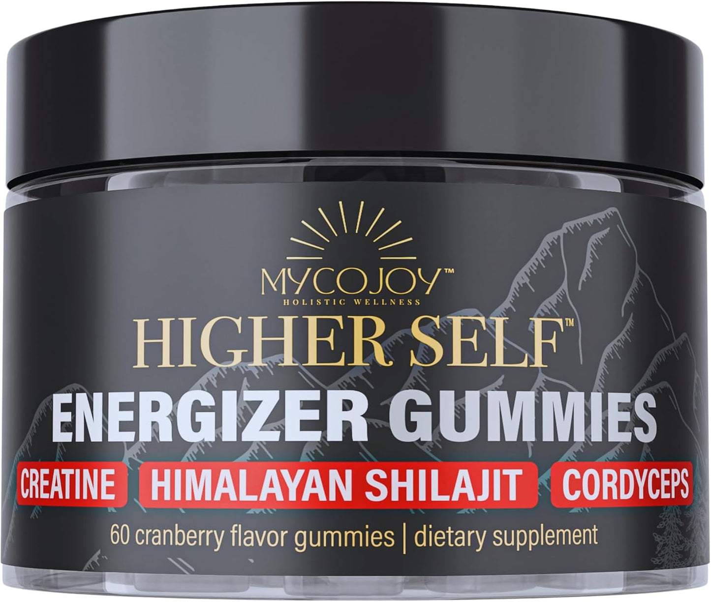 Triple-Action ATP Booster Gummies with Shilajit, Cordyceps, and Creatine for Enhanced Energy and Performance - 60 Sugar-Free Cranberry Flavor Gummies