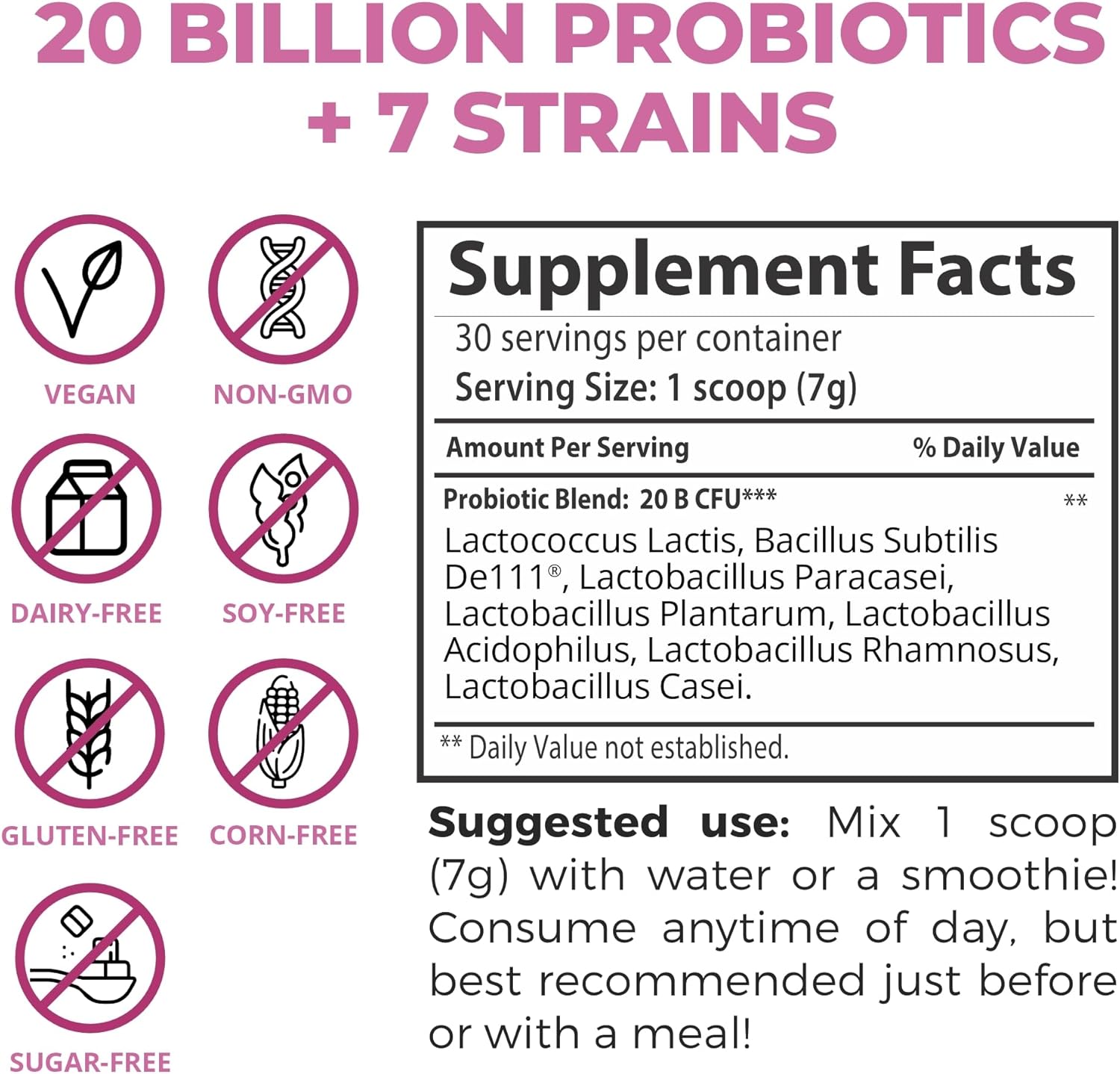 Triple Berry Gut Love Prebiotic & Probiotic Powder for Women - 20 Billion Probiotics & 7 Strains - Promotes Digestion, Bloating Relief, & Gut Health - 30 Servings