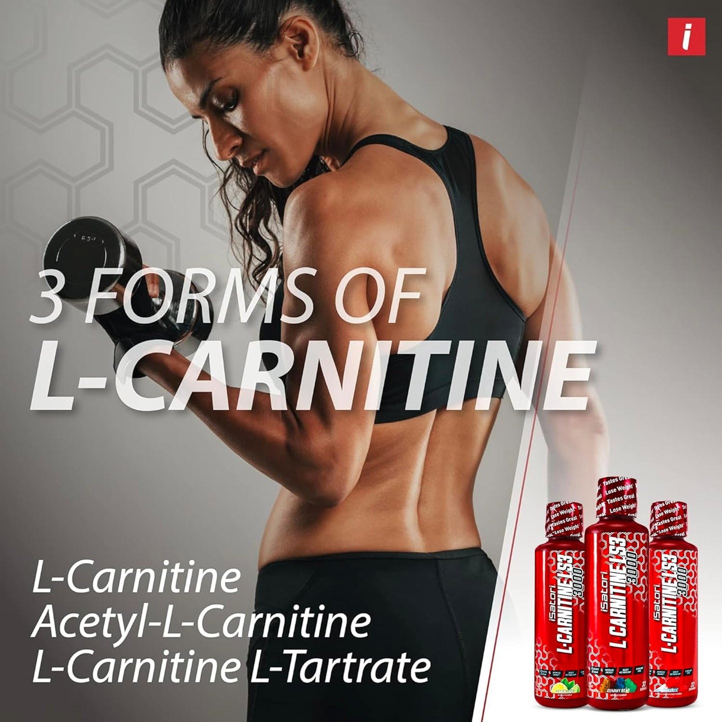Triple-Blend Liquid L-Carnitine Supplement for Stimulant-Free Energy - Gummy Bear Flavor - Keto-Friendly - 32 Servings