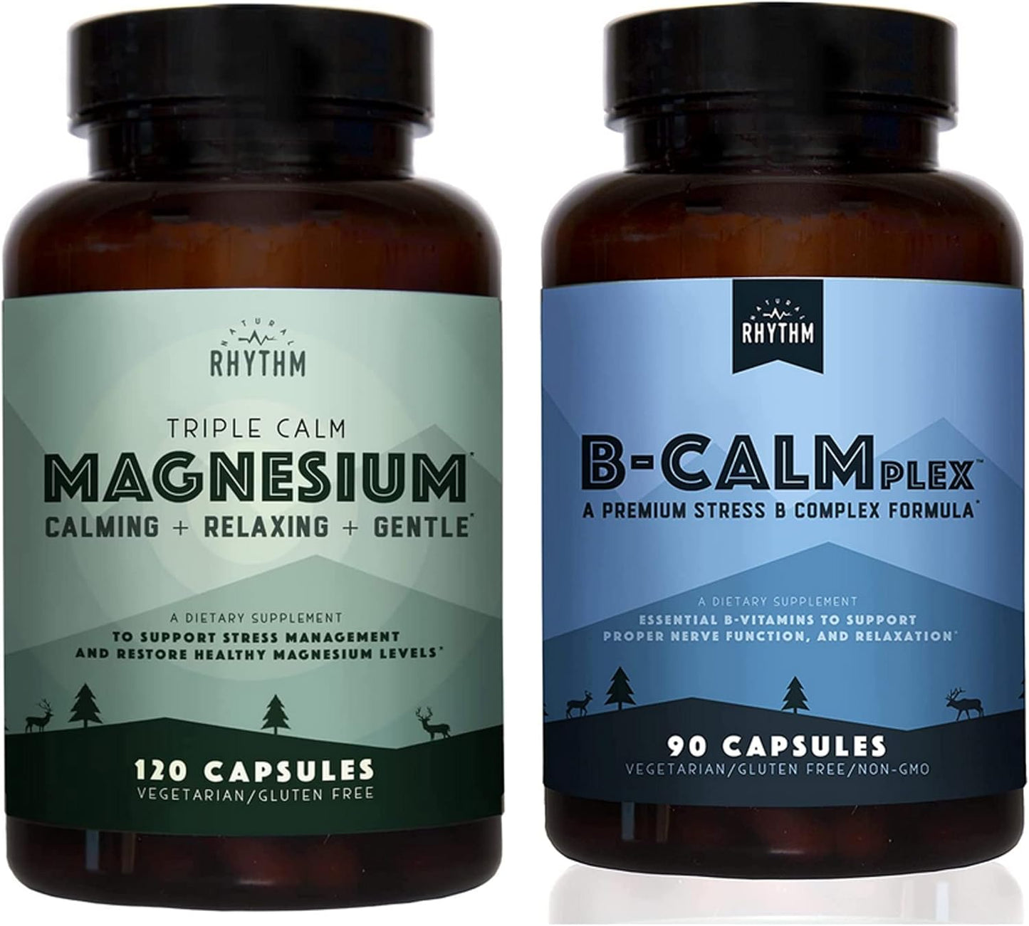 Triple Calm Magnesium & B-CALMplex Bundle - Natural Stress Relief Supplements for Calmness, 210 Capsules Total