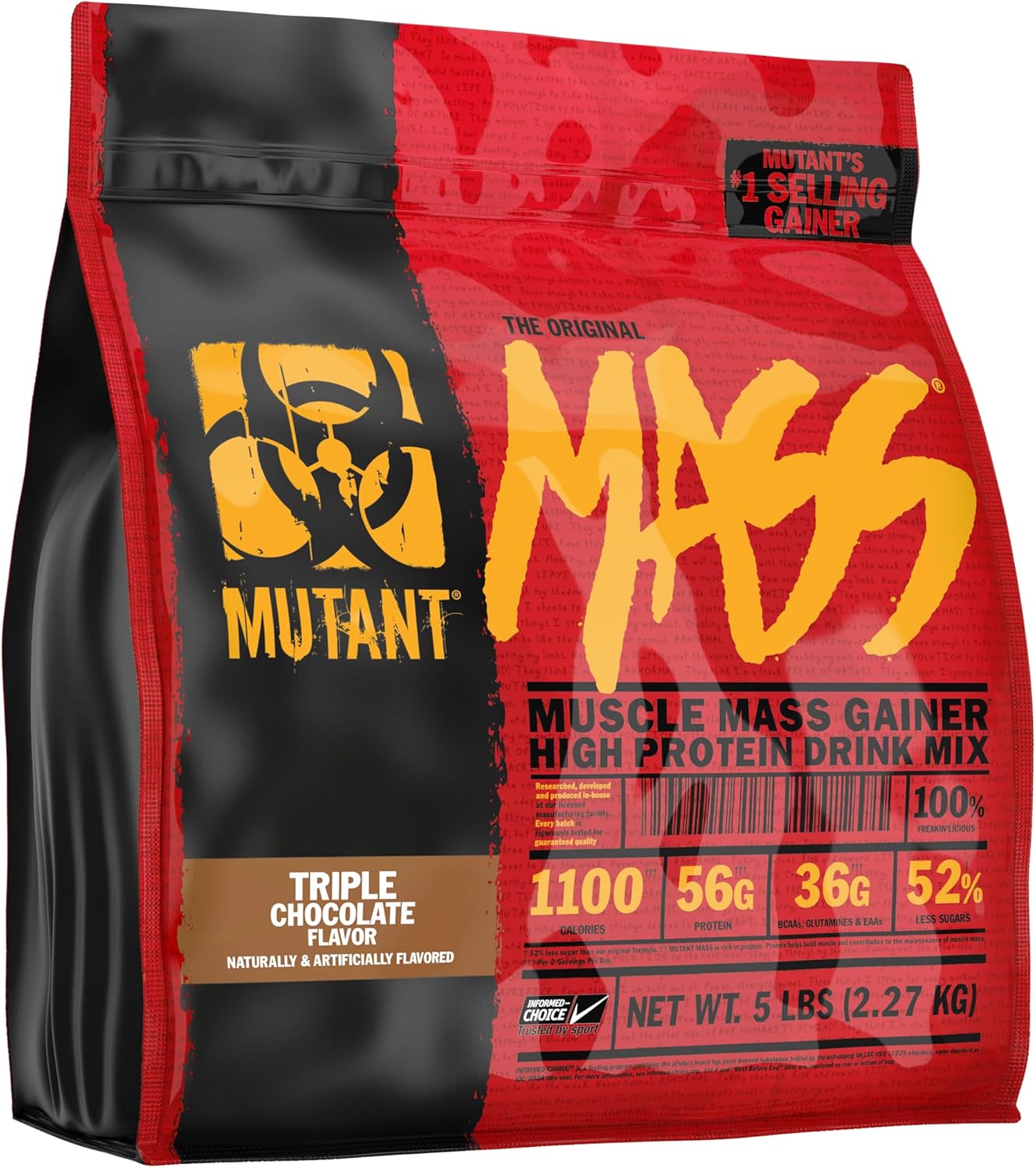Triple Chocolate Mutant Mass Weight Gainer Protein Powder - High Calorie Mass Gainer for Muscle Gain - 5 lb
