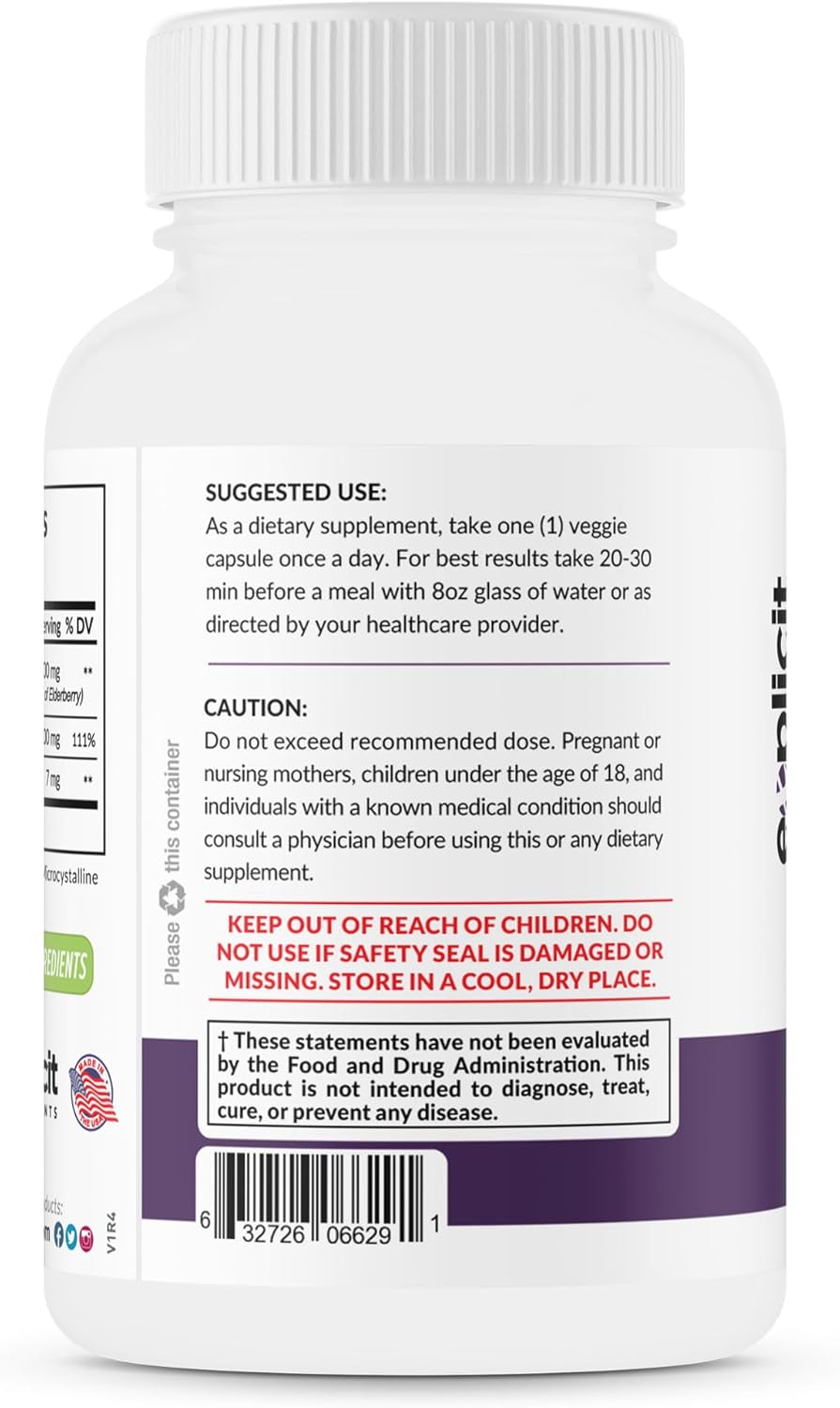 Triple Immunity Booster: Elderberry, Vitamin C, & Zinc Supplement - All Natural - Extra Strength - 3 Month Supply - Made in USA