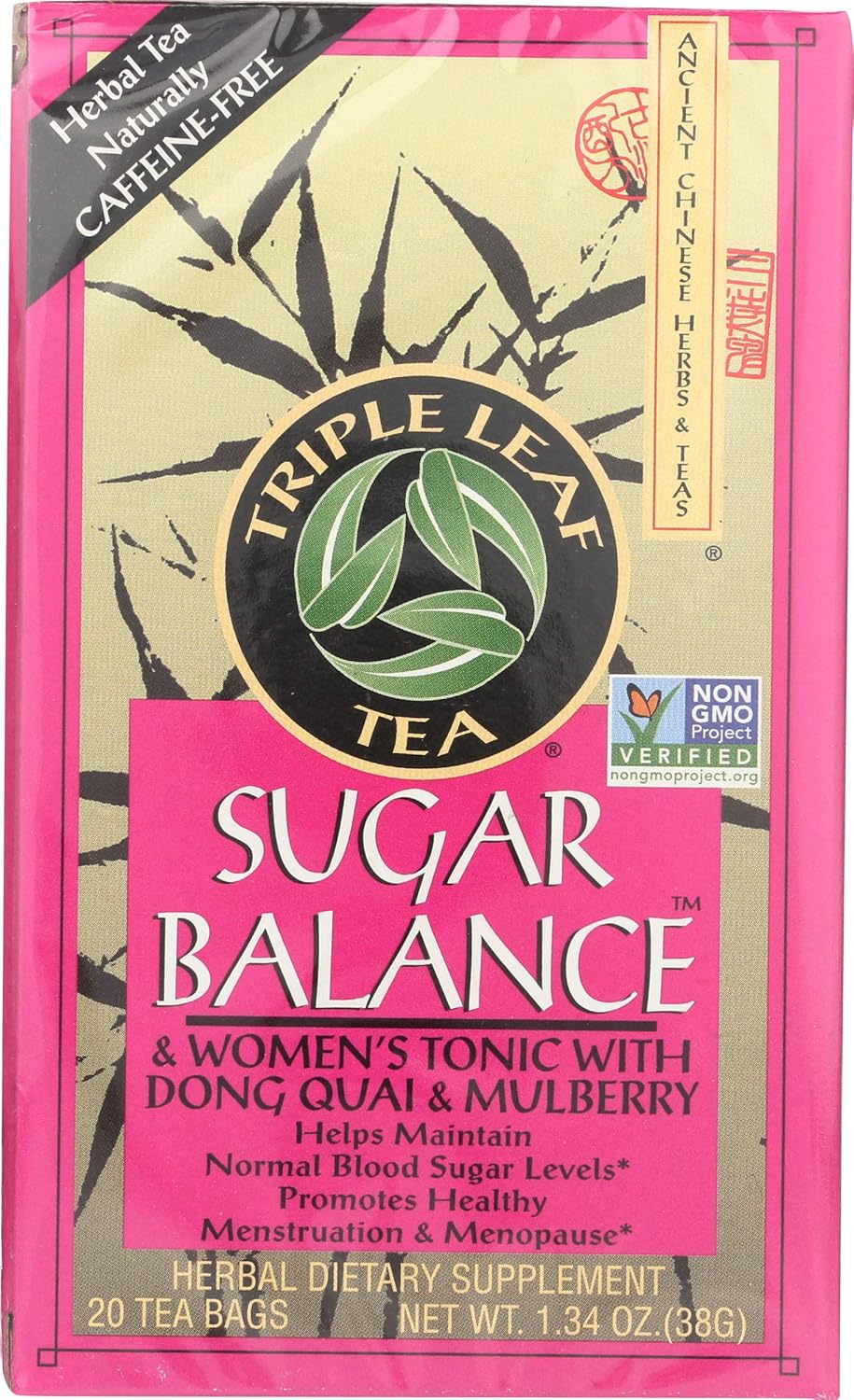 Triple Leaf Tea Sugar Balance and Women's Tonic Herbal Tea Bags, 20 Count Box