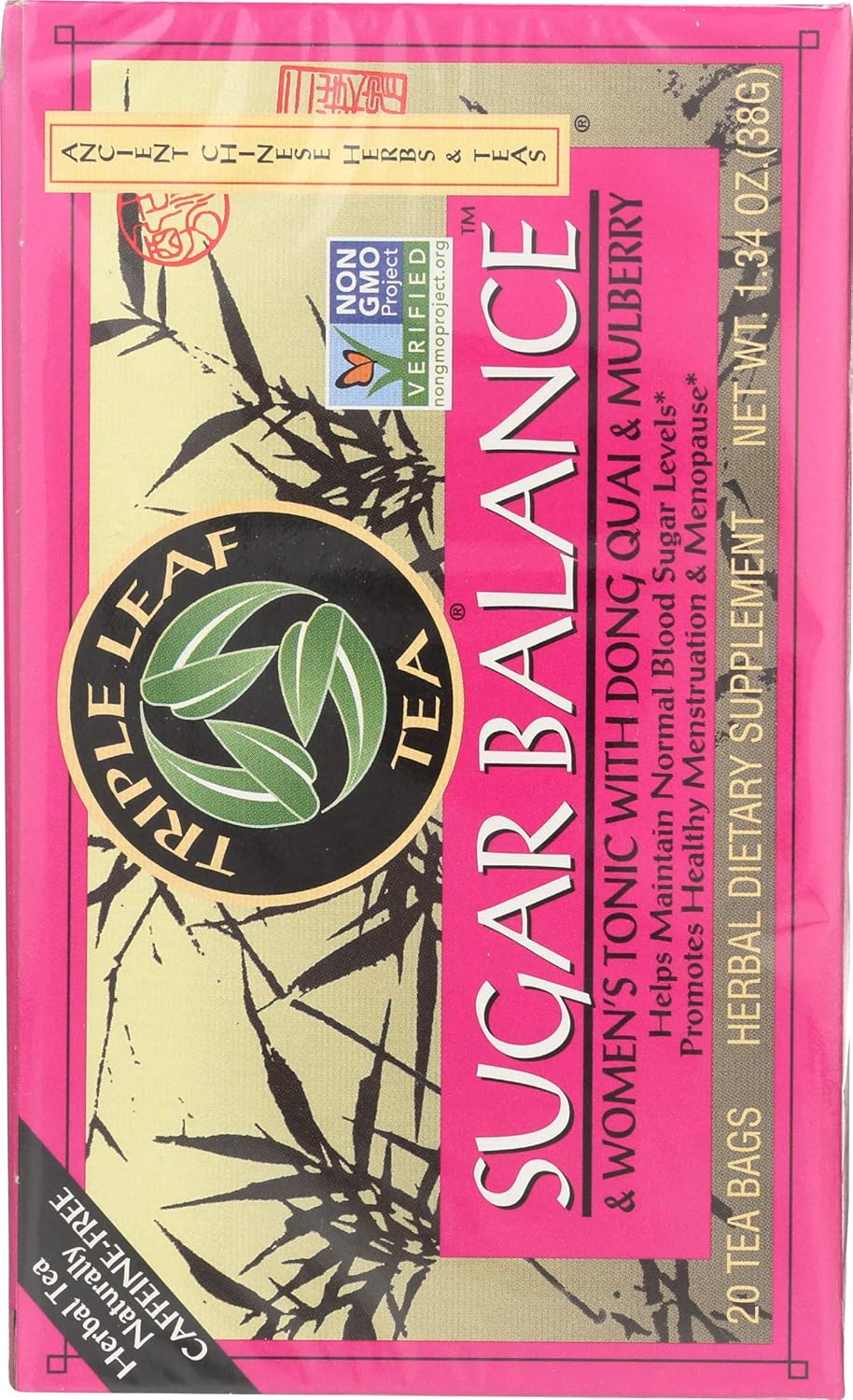 Triple Leaf Tea Sugar Balance and Women's Tonic Herbal Tea Bags, 20 Count Box