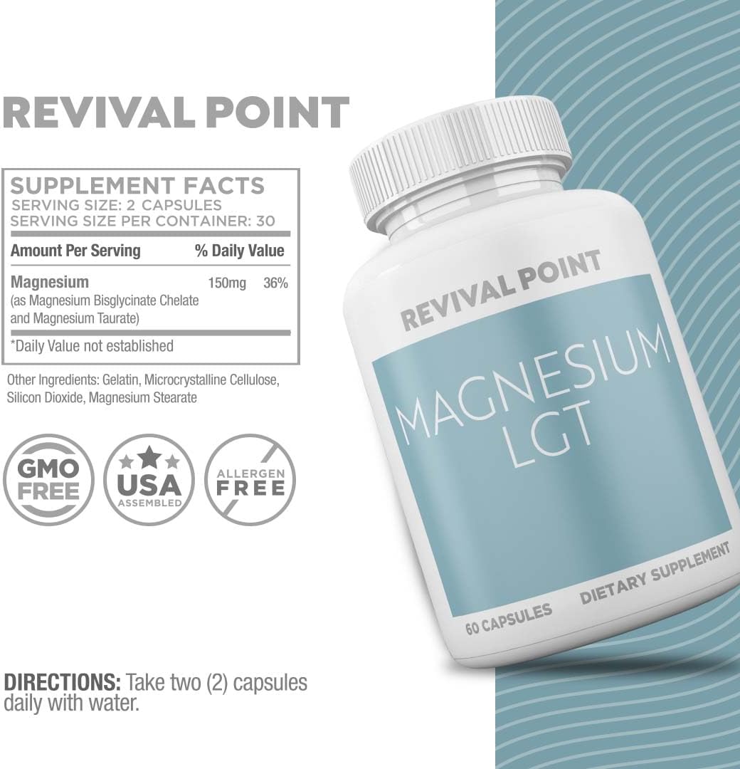Triple Magnesium Complex with Chelated Magnesium Bisglycinate & Magnesium Taurate - 150mg Supplement for Sleep, Heart Health, Nerves - High Absorption Formula