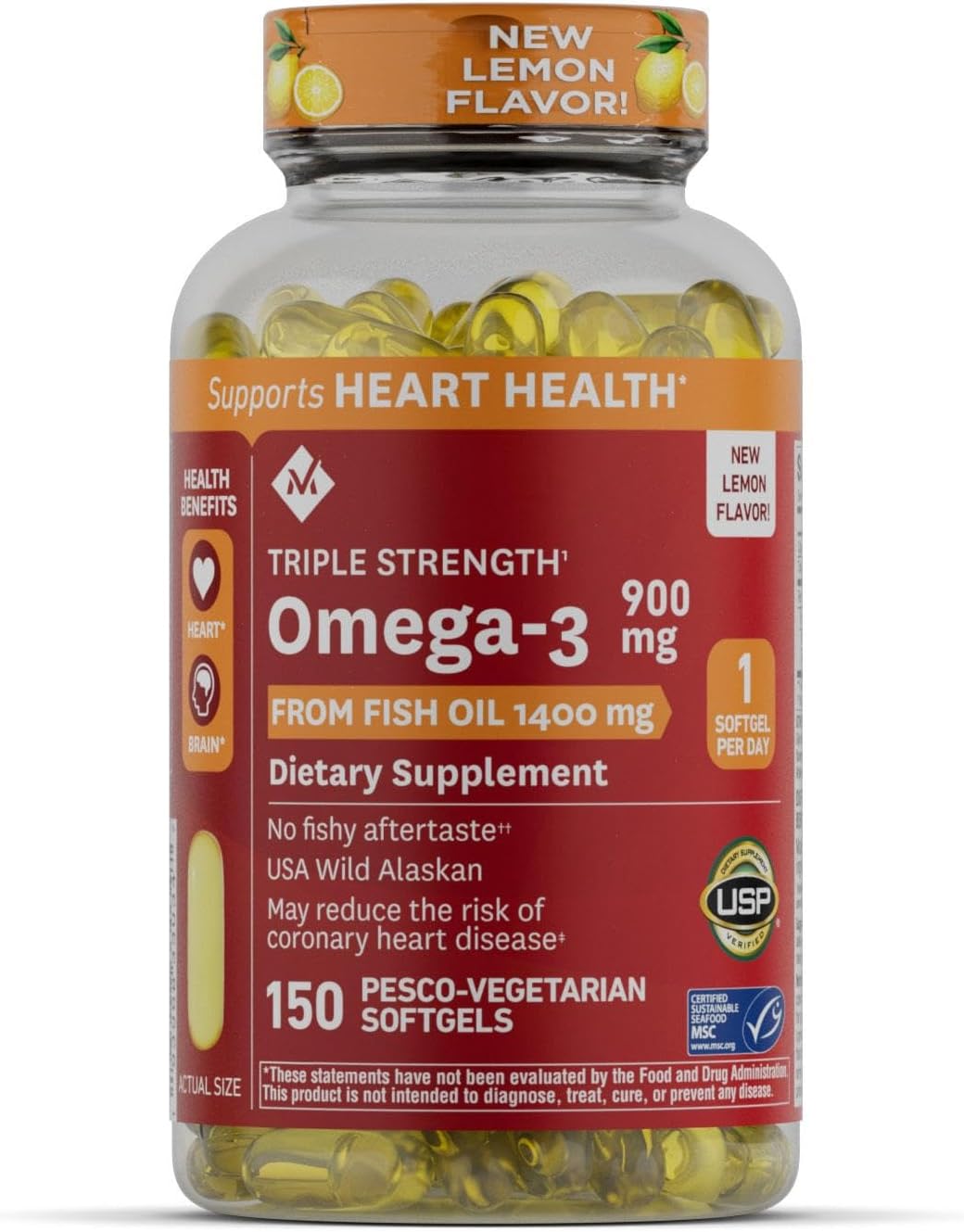 Triple Strength Fish Oil Softgels - 900mg (150 Count) by Member's Mark