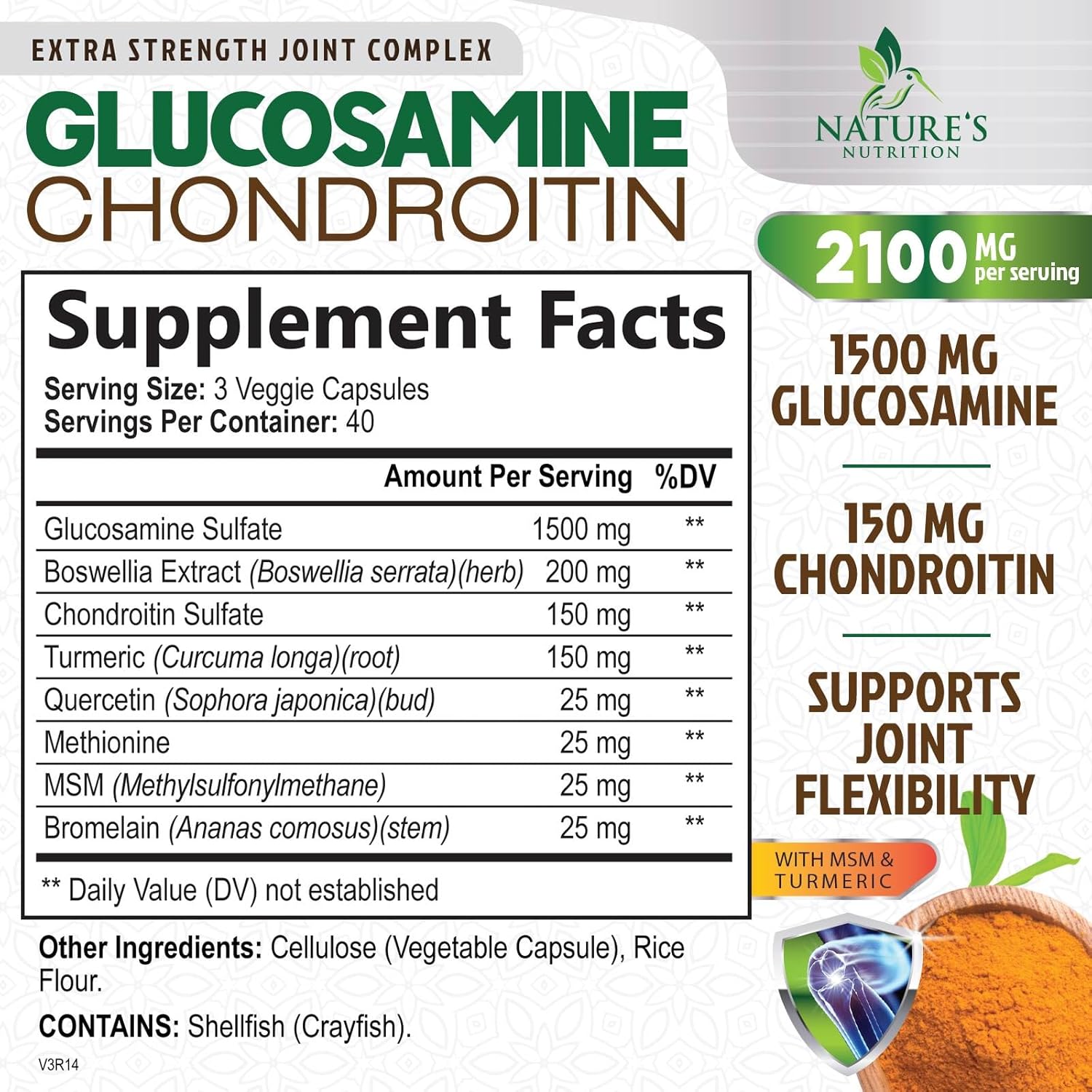 Triple Strength Glucosamine Chondroitin MSM Complex with Turmeric & Boswellia - Joint Support Supplement for Mobility & Health - 120 Capsules