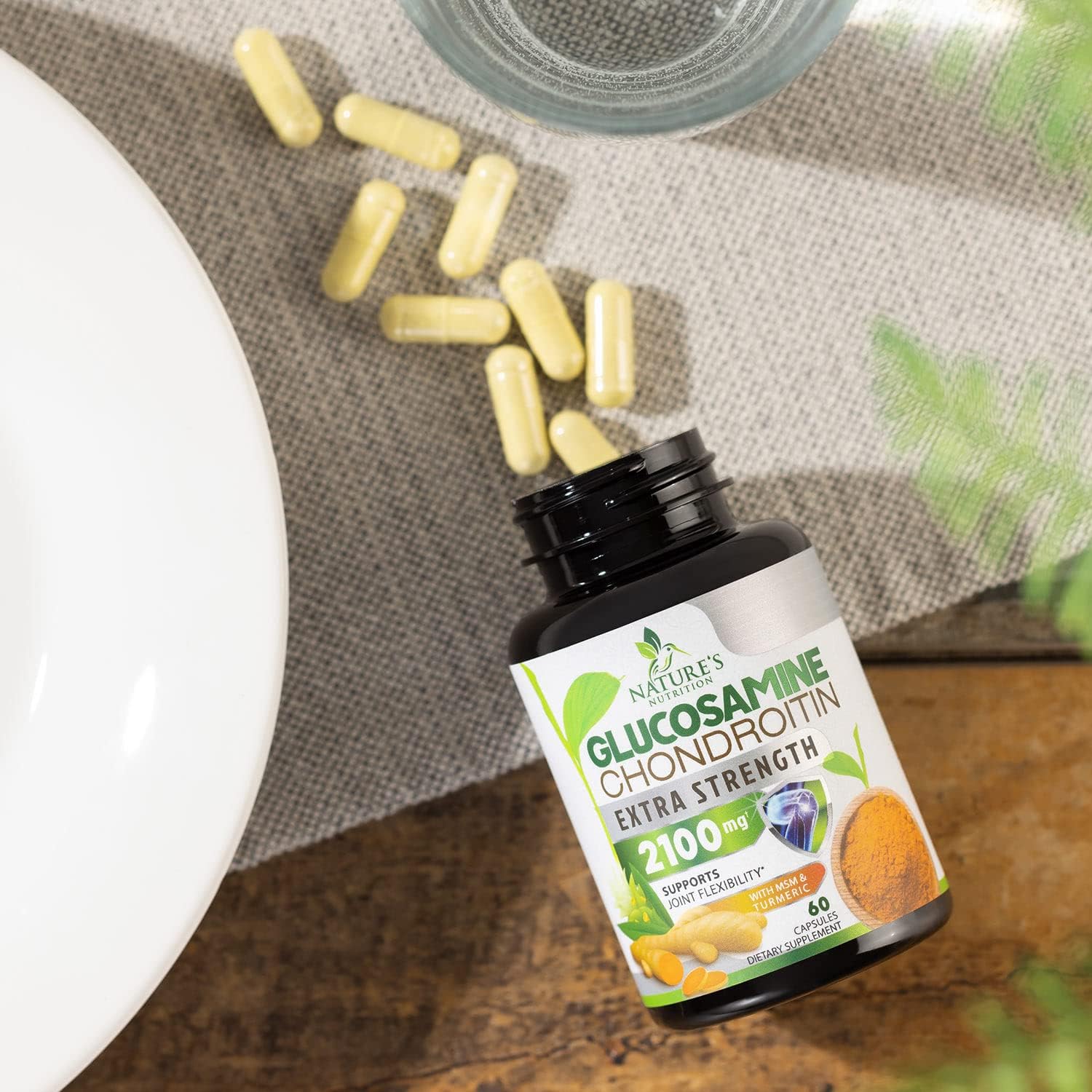 Triple Strength Glucosamine Chondroitin MSM Complex with Turmeric & Boswellia for Joint Support - 60 Capsules