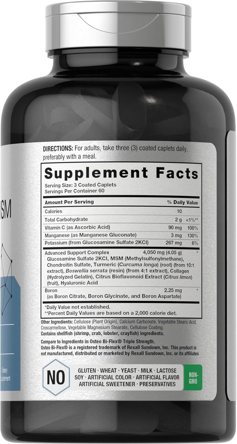 Triple Strength Glucosamine Chondroitin with Turmeric & MSM Caplets - 180 Count