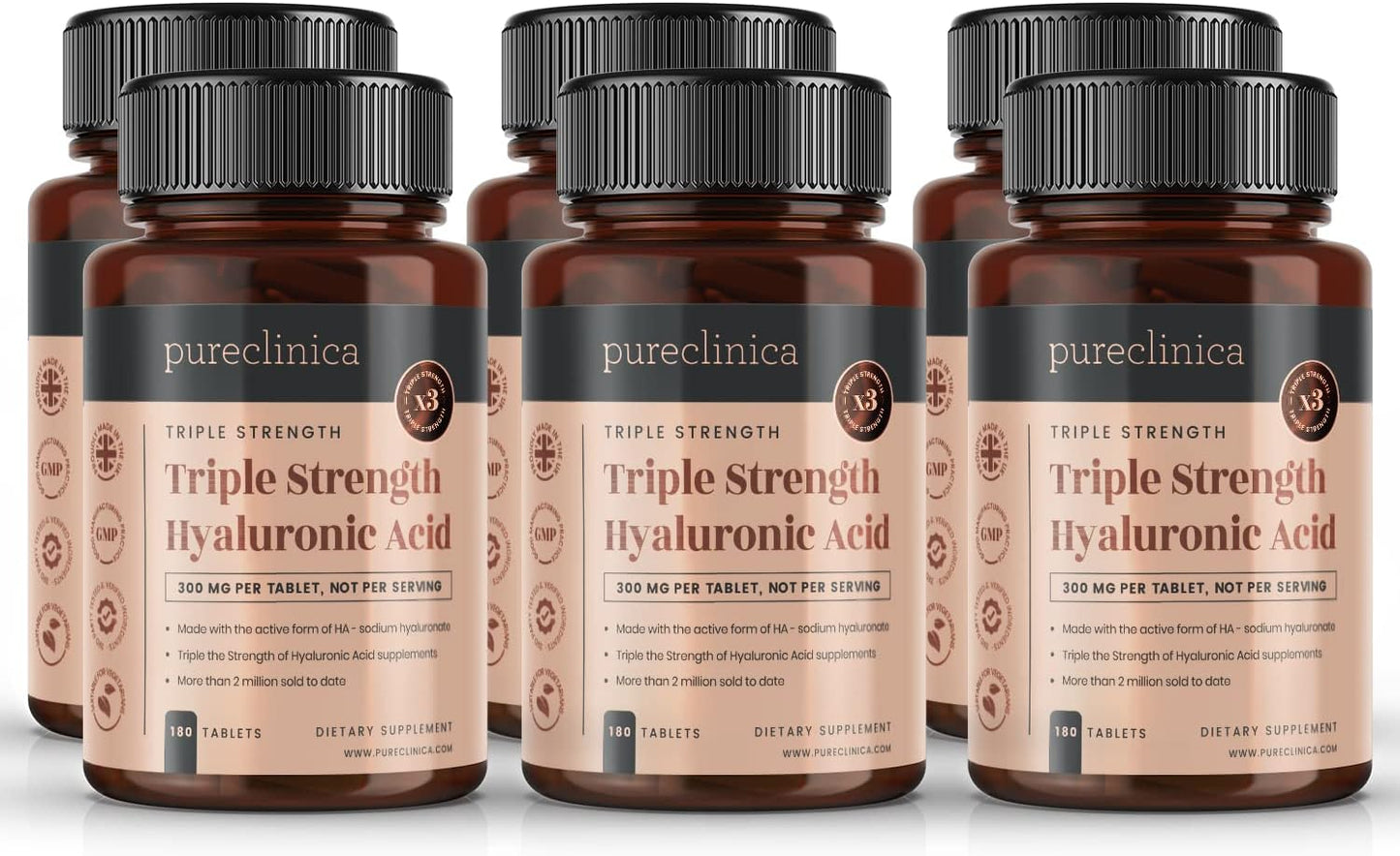 Triple Strength Hyaluronic Acid 300mg x 1080 Tablets - 3 Years Supply, 300% Stronger Formula