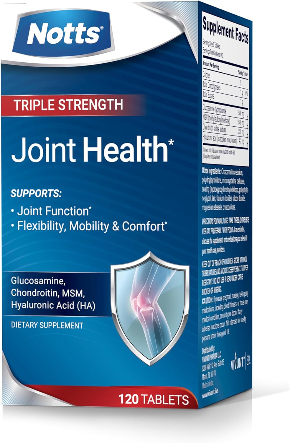 Triple Strength Joint Health Supplement with Glucosamine, Chondroitin, and MSM - 120 Tablets