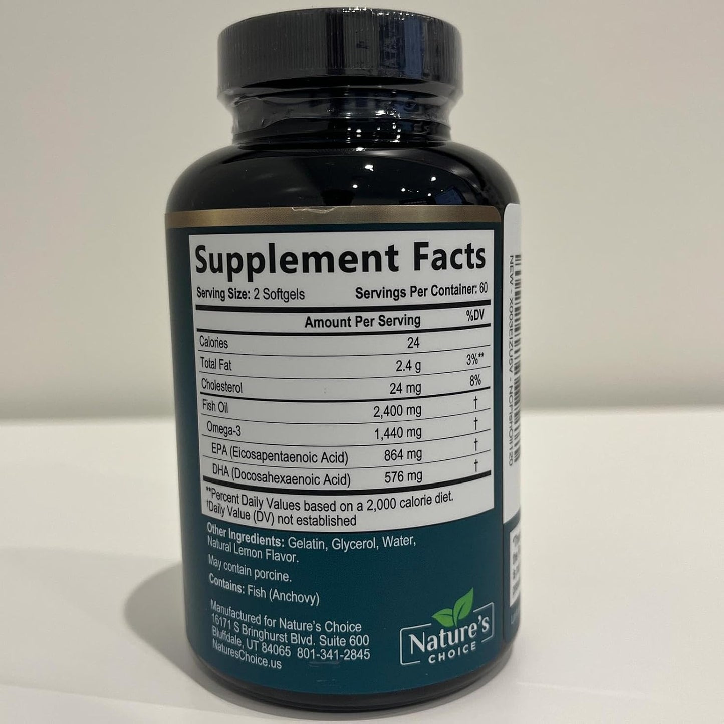 Triple Strength Omega 3 Fish Oil 2400 mg Supplement for Brain & Heart Health - EPA & DHA Fatty Acids - 120 Softgels
