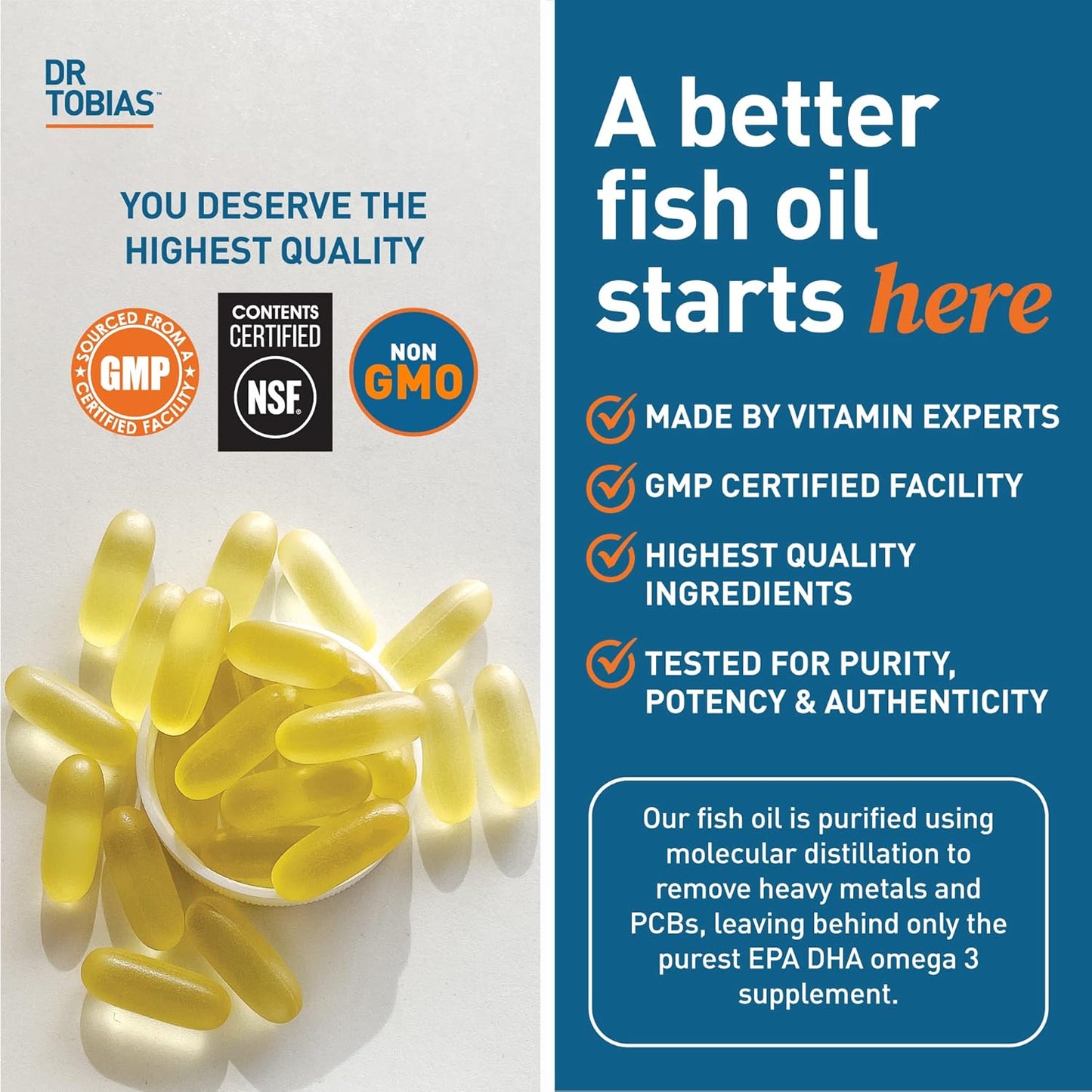 Triple Strength Omega 3 Fish Oil Supplements for Heart, Brain & Immune Support - 90 Softgels