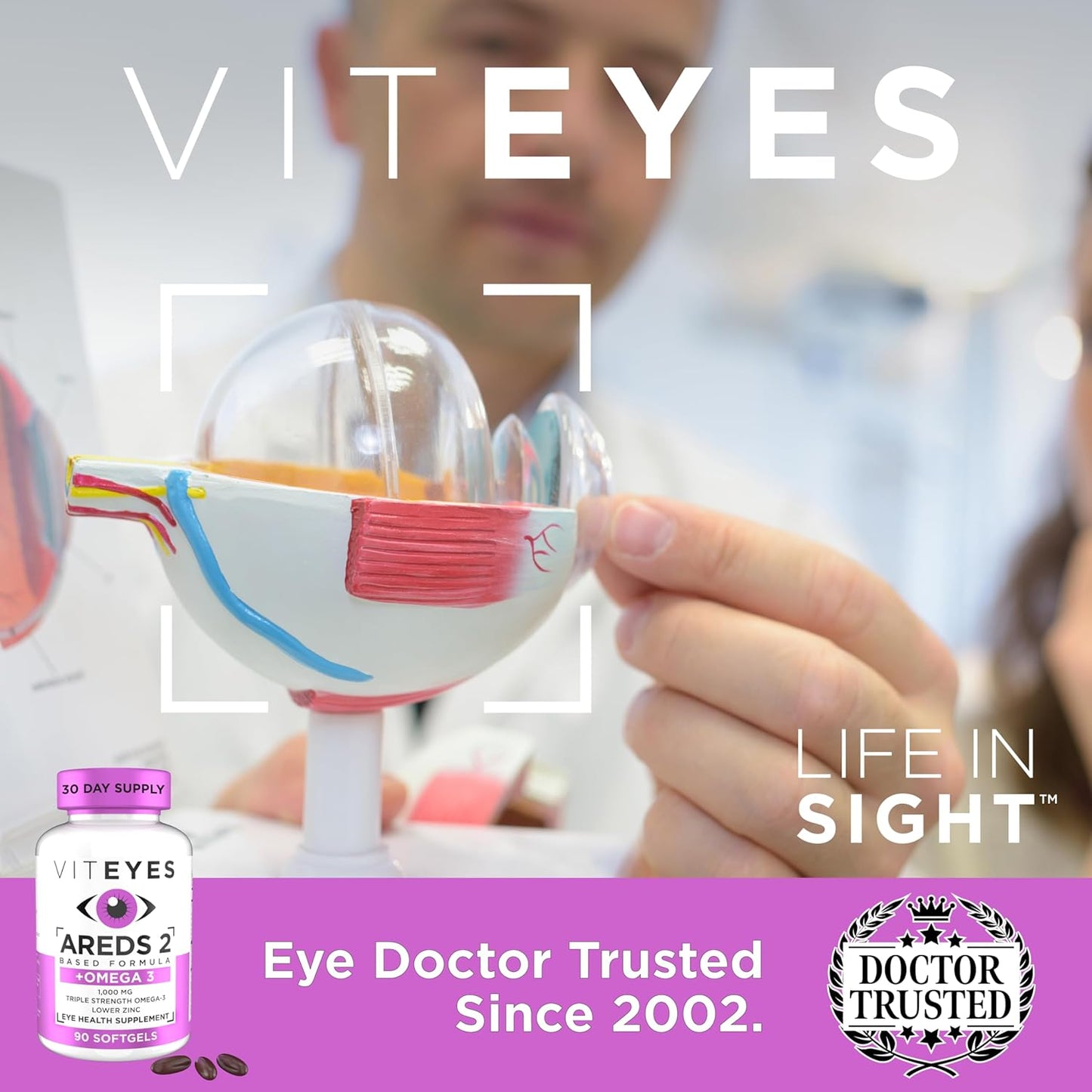 Triple Strength Omega-3 Macular Health Formula Softgels with Viteyes AREDS 2, Eye Health Vitamin for Vision Protection - 90 Softgels