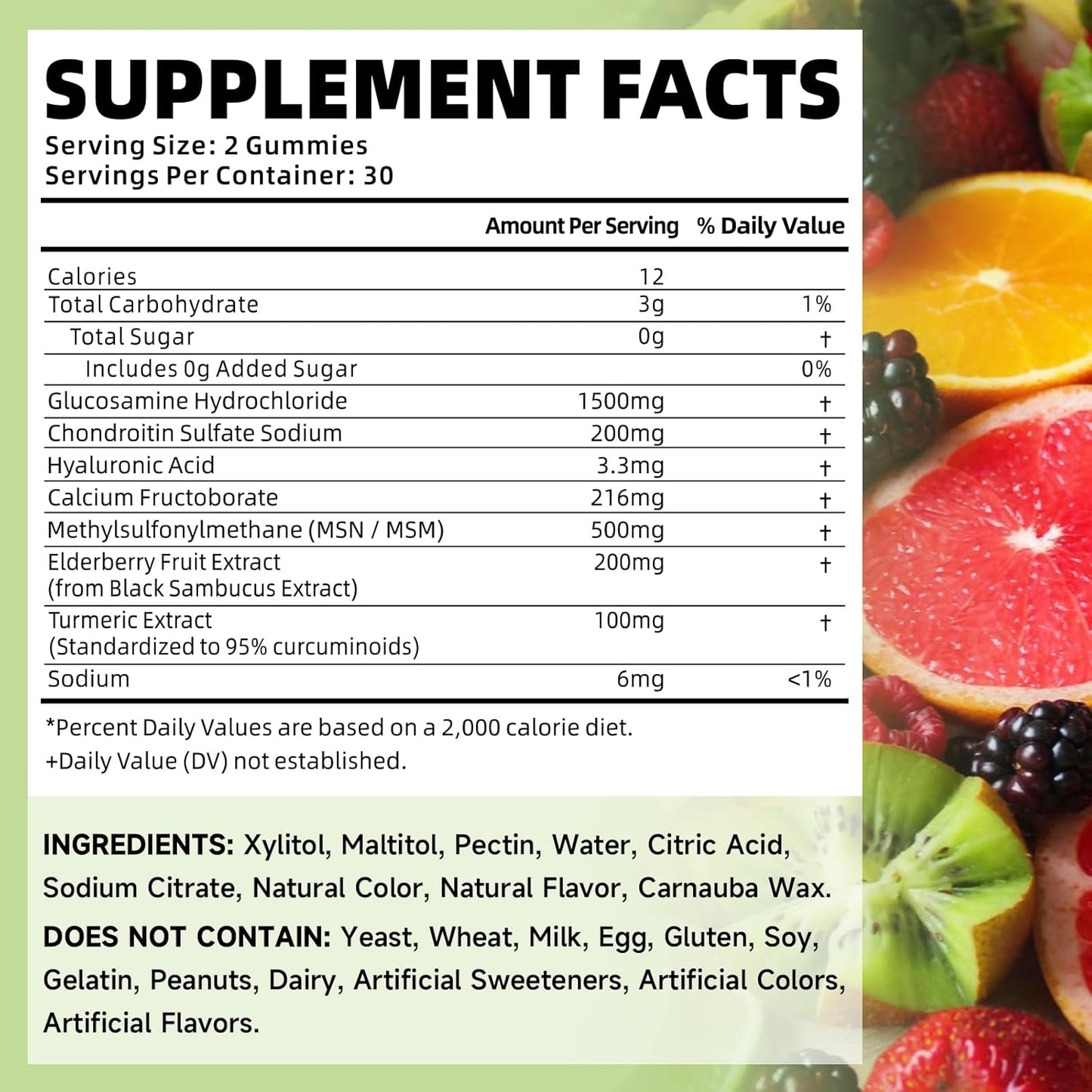 Triple Strength Organic Glucosamine Chondroitin Gummies with MSM - Vegan Joint Support Supplement - Mixed Fruit Flavor - 120 Gummies