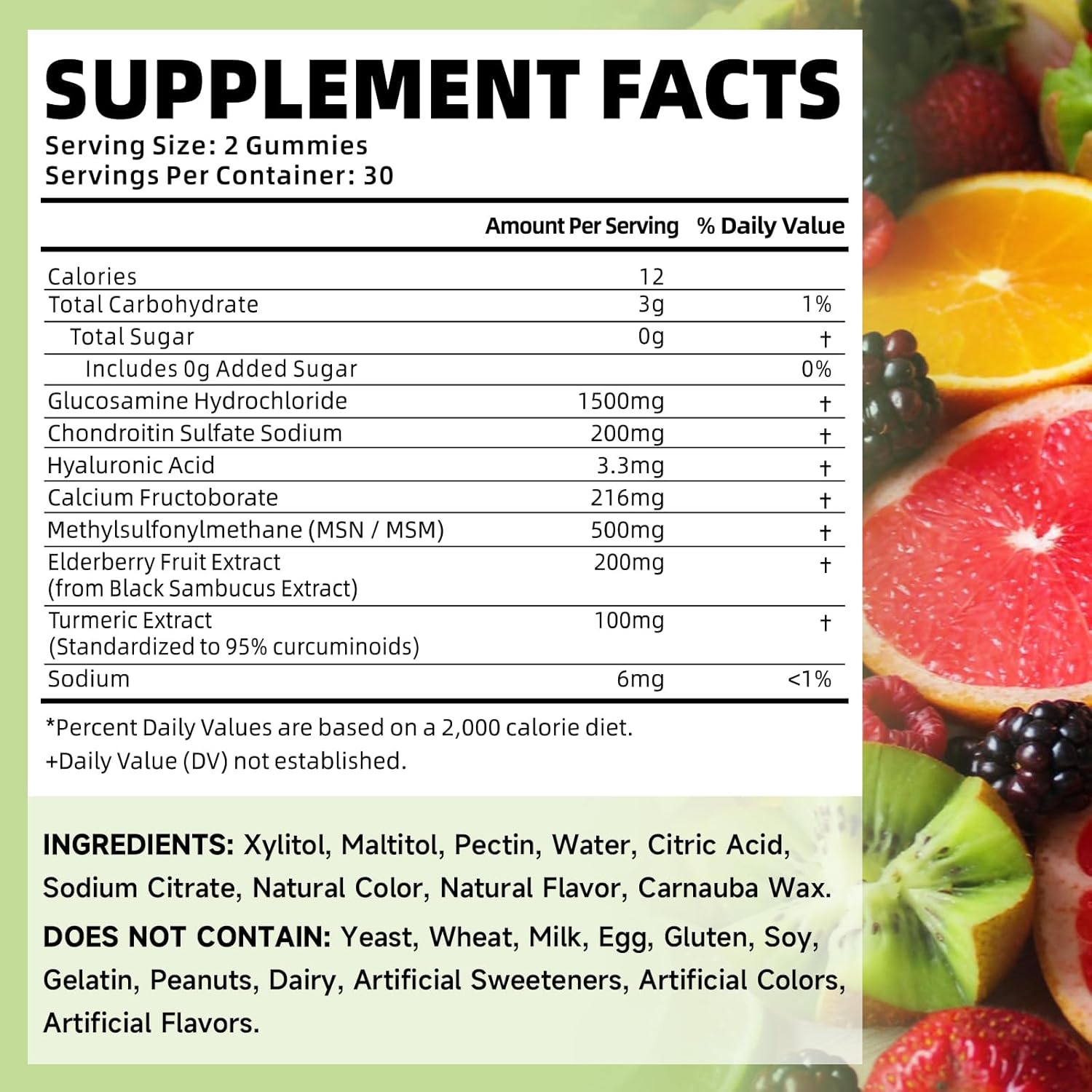 Triple Strength Organic Glucosamine Chondroitin Gummies with MSM - Vegan Joint Support Supplement - Mixed Fruit Flavor - 120 Gummies