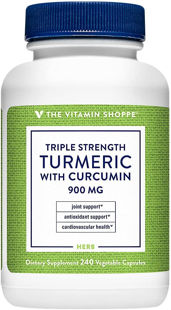 Triple Strength Turmeric with Curcumin 900mg - Supports Joint Mobility, Antioxidant Benefits - 5mg Bioperine for Nutrient Absorption - 240 Capsules
