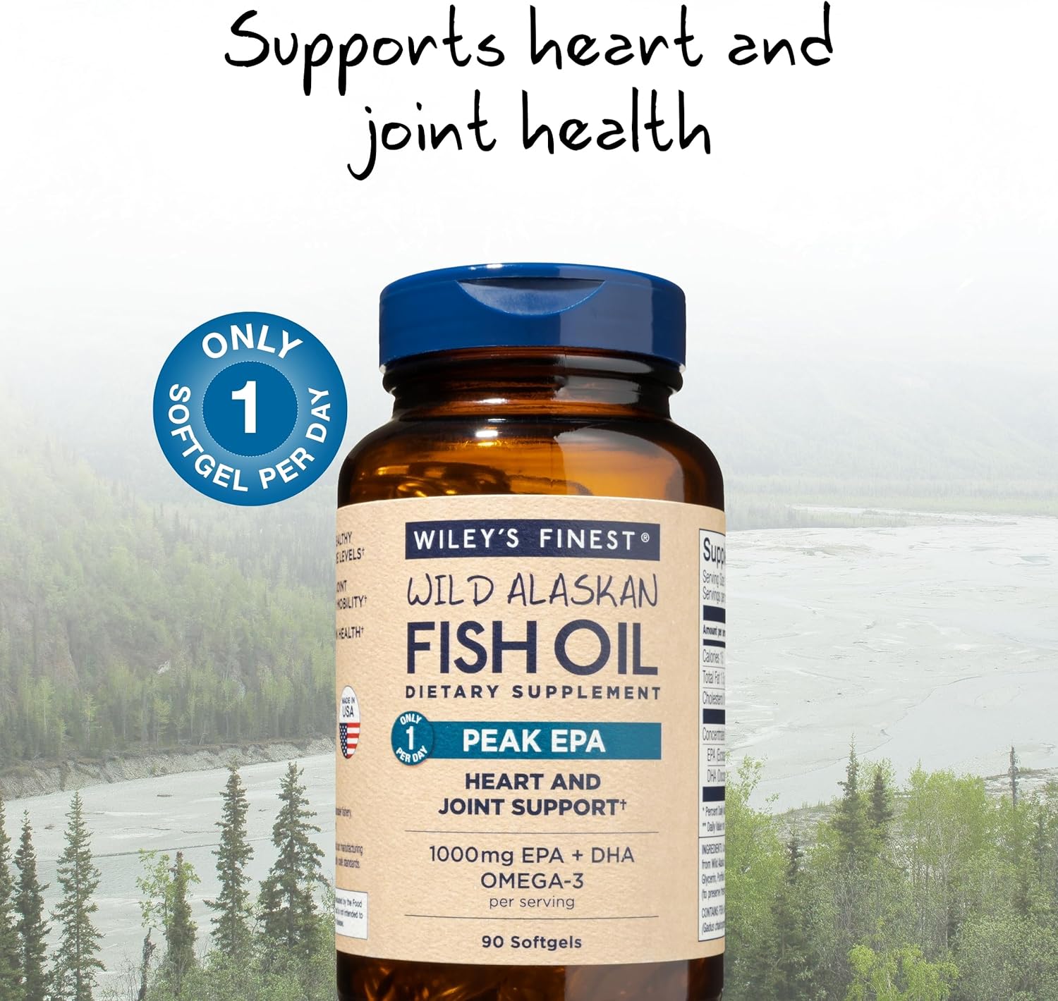 Triple Strength Wild Alaskan Fish Oil Softgels - Peak EPA and DHA - 1000mg Omega-3s - 90 Servings