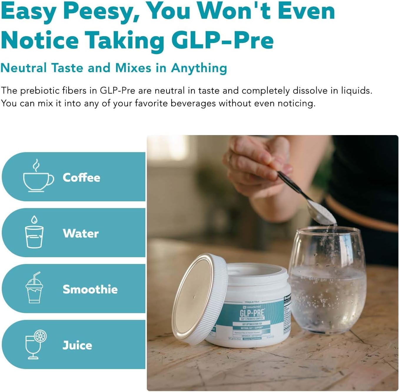 Triquetra Health GLP-Pre: Metabolic Support Fiber & Mushroom Complex - Promotes Long Term Gut Health - Clinically Validated Non-Digestible Fiber