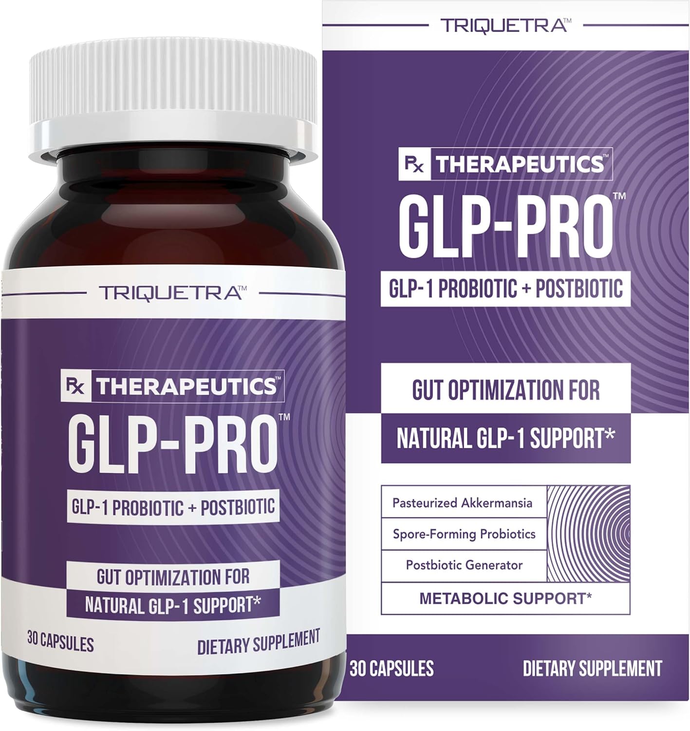 Triquetra Health GLP-Pro: Probiotic for GLP-1 Support with Akkermansia, Spore Forming Probiotics, and Butyrate - 30 Count