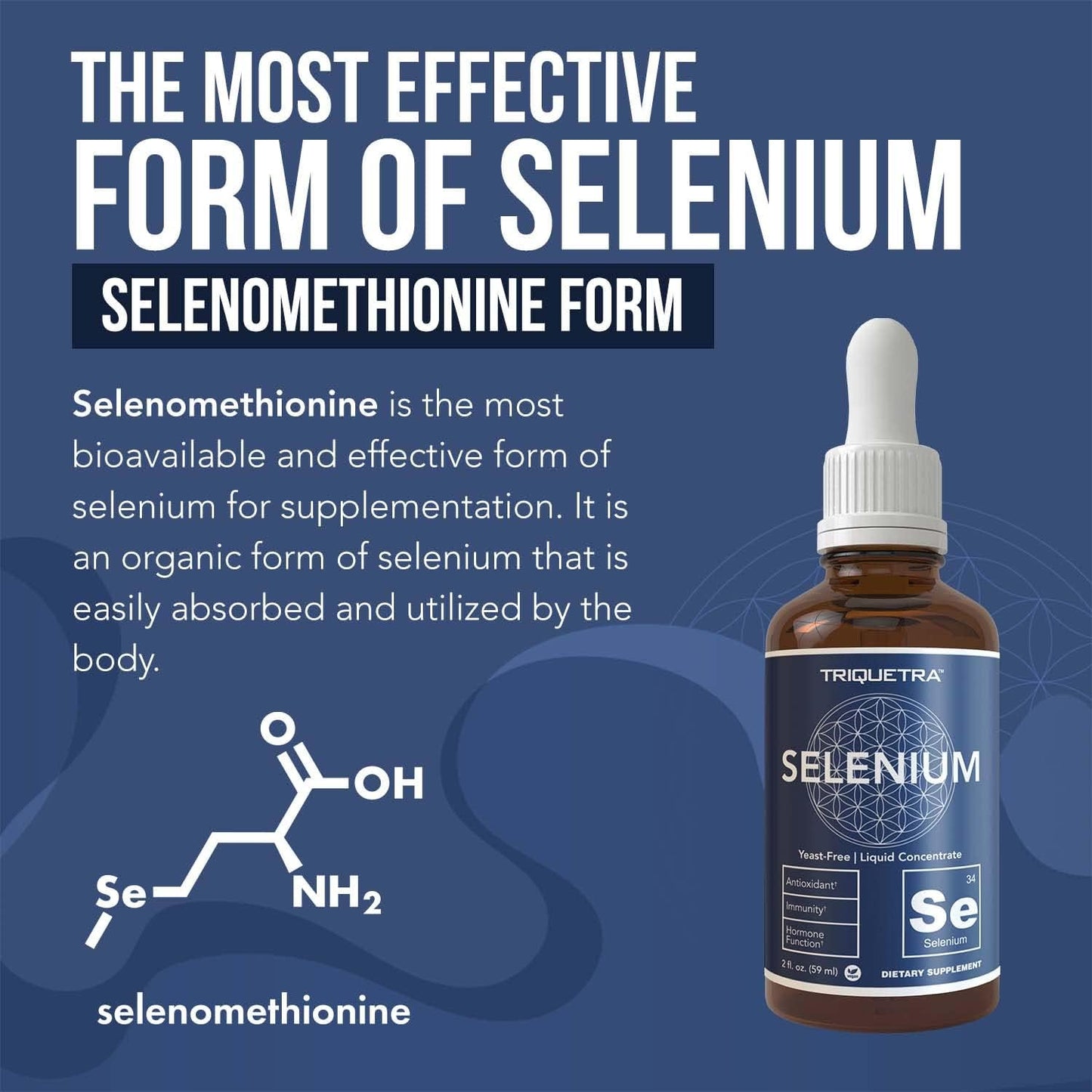 Triquetra Health Selenium Liquid Concentrate - 200 mcg, Selenomethionine, Vegan, Glass Bottle, Antioxidant - Immunity & Thyroid Support (2 oz)