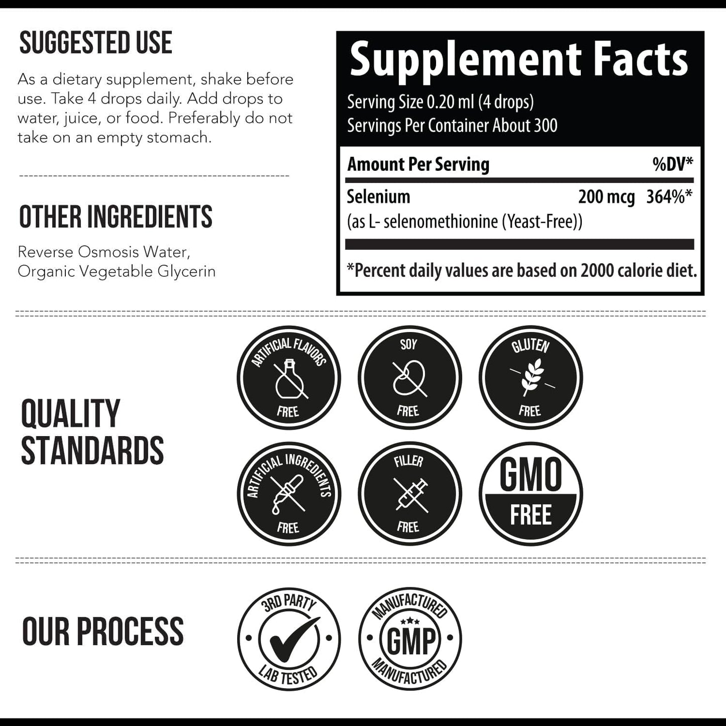 Triquetra Health Selenium Liquid Concentrate - 200 mcg, Selenomethionine, Vegan, Glass Bottle, Antioxidant - Immunity & Thyroid Support (2 oz)