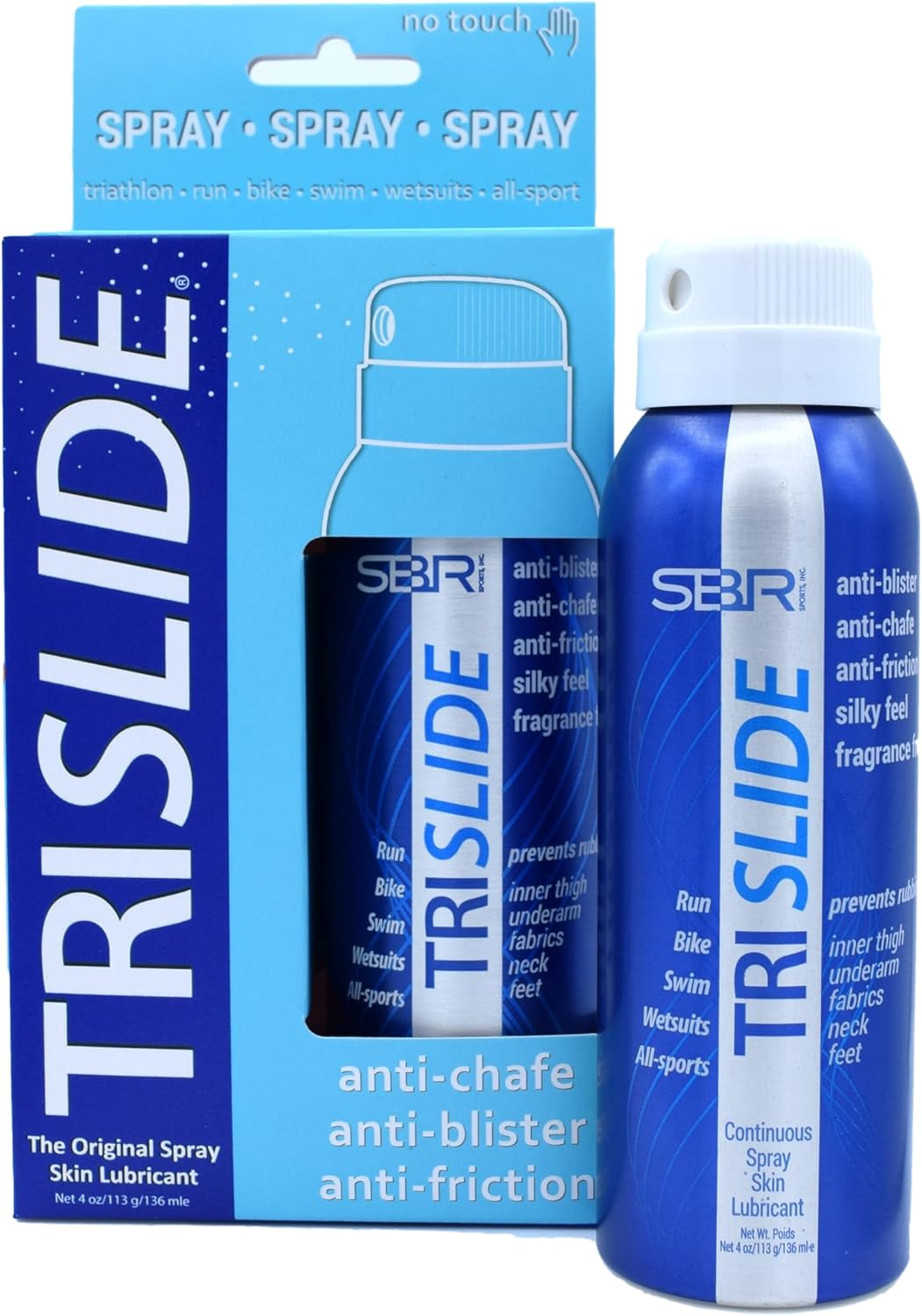 TRISLIDE Anti-Chafe Spray Lubricant for Skin Protection - Prevents Chafing and Blisters, Long-Lasting Comfort - 1 Pack