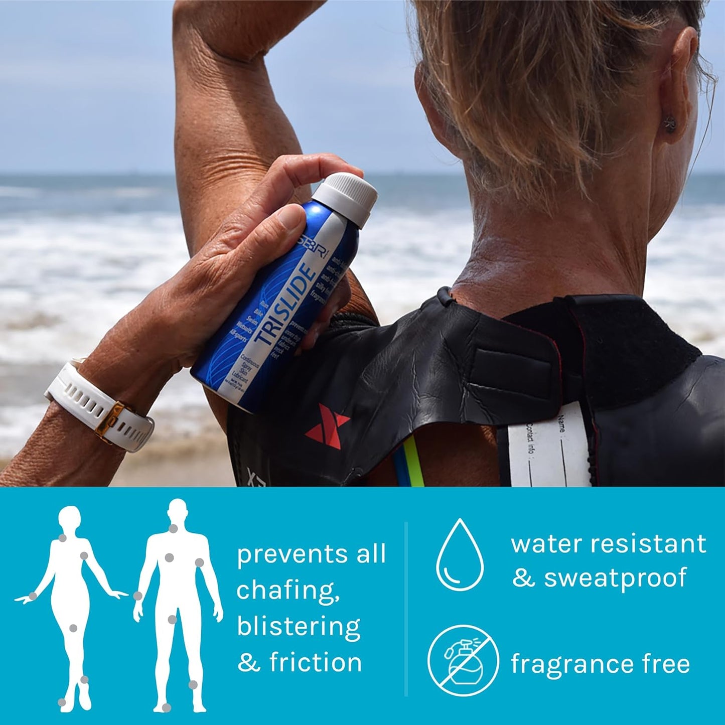 TRISLIDE Anti-Chafe Spray Lubricant for Skin Protection - Prevents Chafing and Blisters, Long-Lasting Comfort - 1 Pack