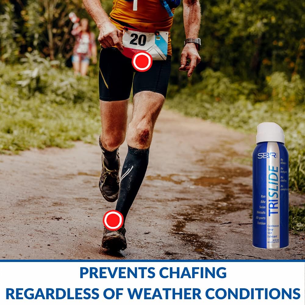 TRISLIDE Anti-Chafe Spray Lubricant for Skin Protection - Prevents Chafing and Blisters, Long-Lasting Comfort - 1 Pack