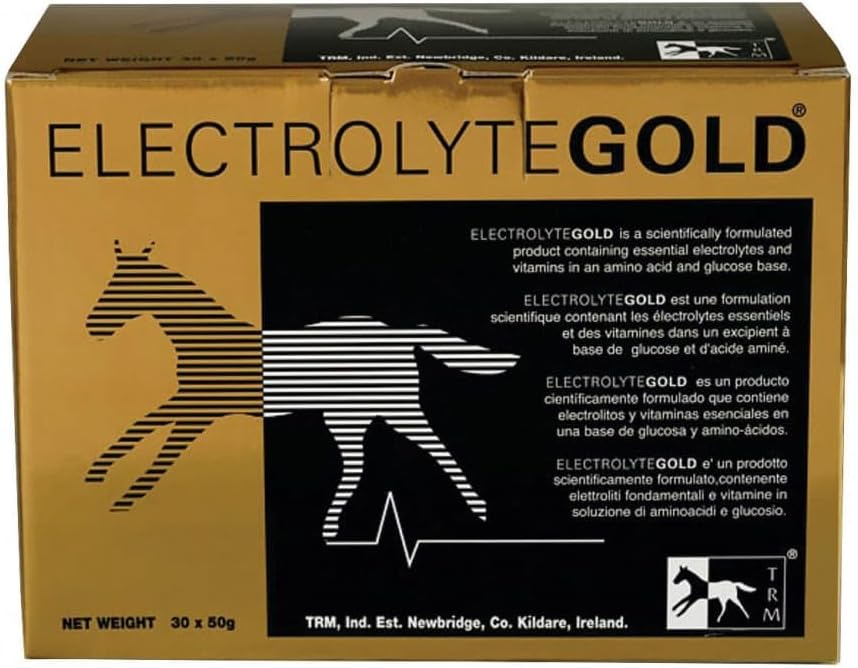 TRM Electrolyte Gold Performance Horse Feed Supplement with Vitamin C & E - 30 Sachets of 1.76 oz