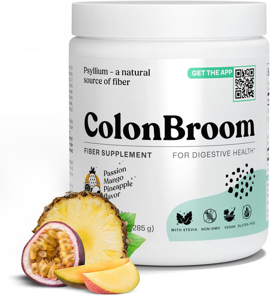 Tropical Fruits Psyllium Husk Powder with Stevia - Colon Cleanse Drink for Bloating Relief & Gut Health - Vegan Fiber Supplement