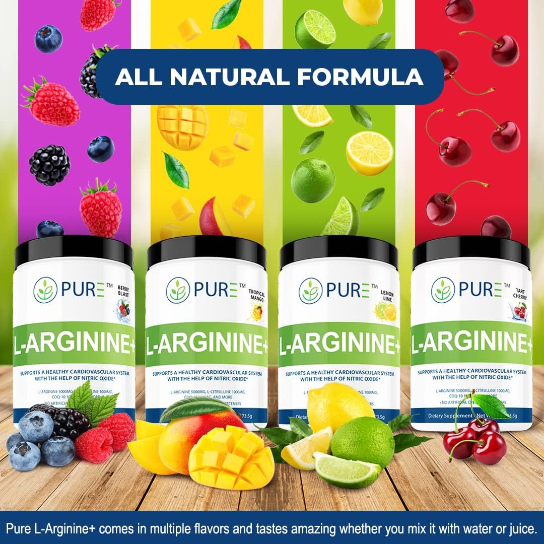Tropical Mango L-Arginine+ with L-Citrulline, CoQ10 - Supports Blood Pressure, Cholesterol, Energy, Muscle Development & More