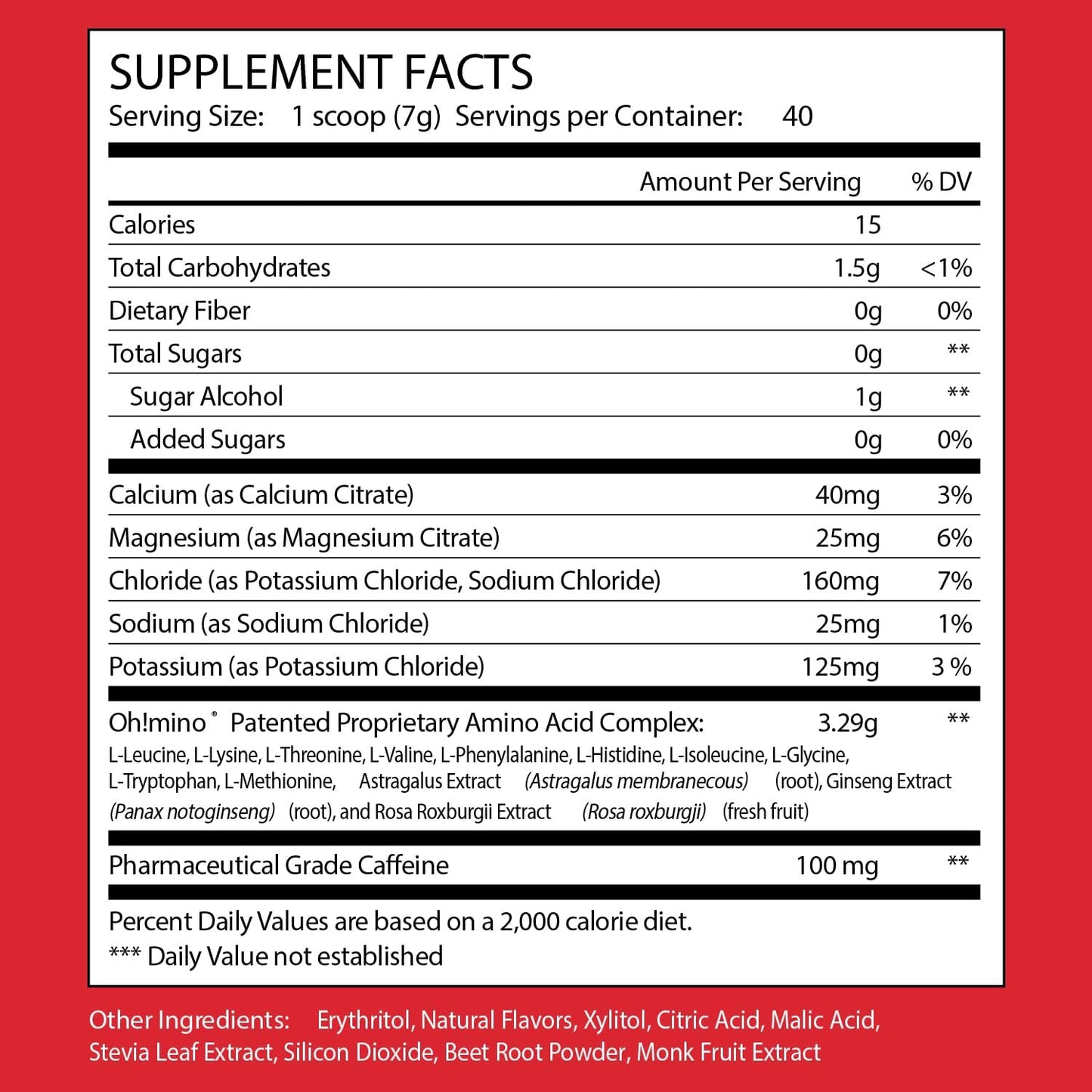 Tropical Splash Oh!mino Amino Acids Powder Supplement for Pre & Post Workout Recovery - Vegan, Caffeinated, Zero Sugar - 280g, 40 Servings