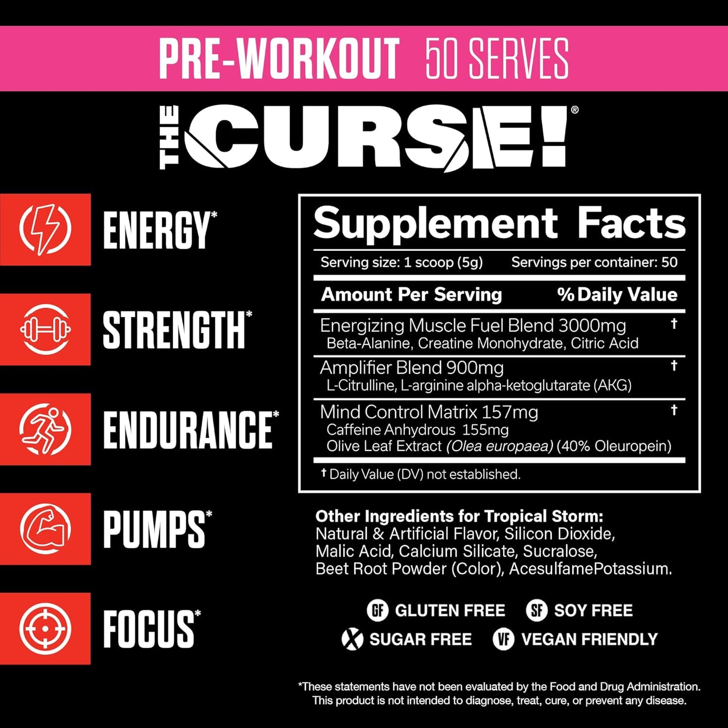 Tropical Storm Pre Workout Powder - Boost Strength, Energy & Focus | 50 Servings for Men & Women | Caffeine, Beta-Alanine, Creatine, L-Citrulline